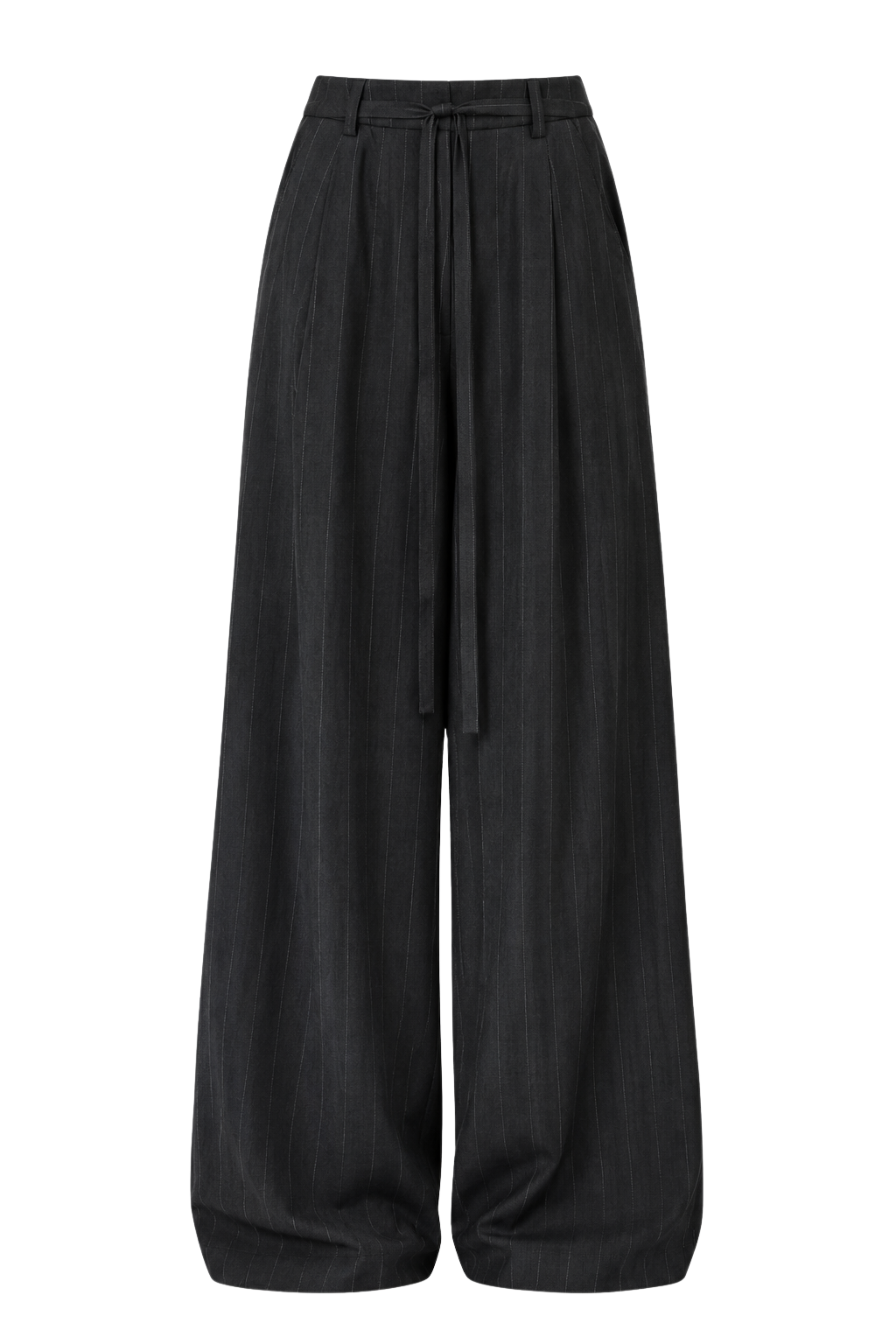 The Pinstripe Wide Leg Pleated Trouser