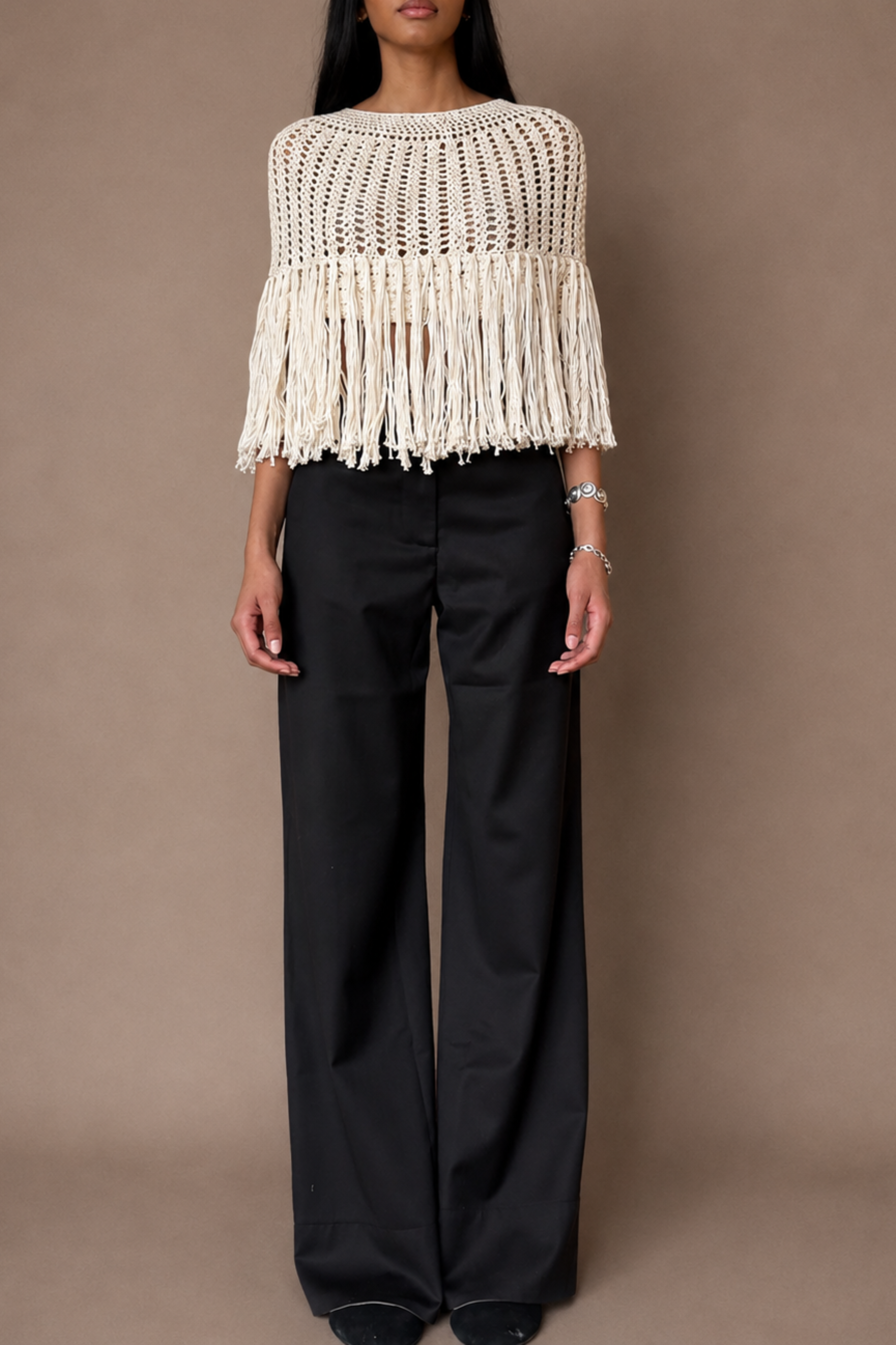 The Fringed Crochet Capelet