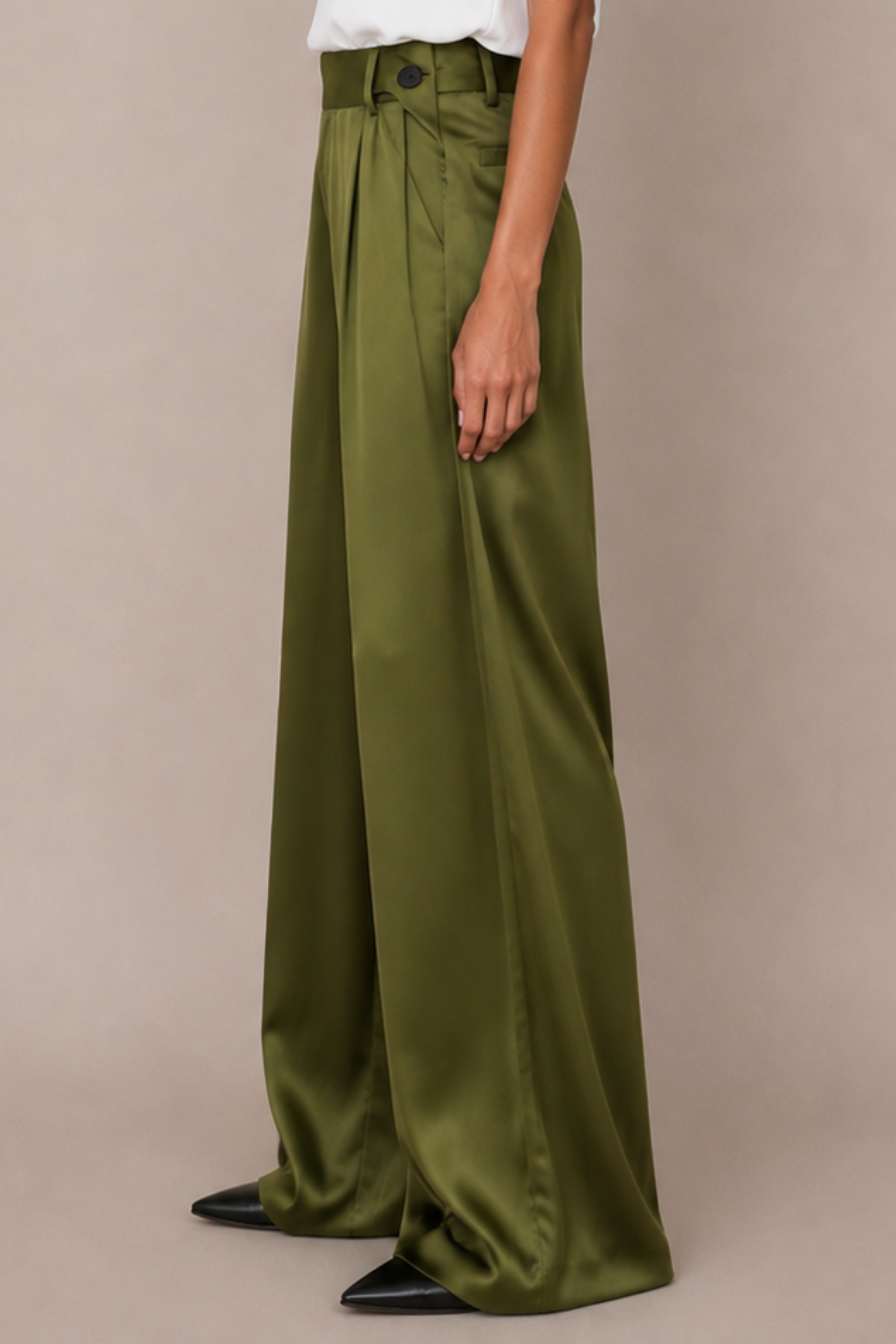 Liquid Silk Trousers - Olive