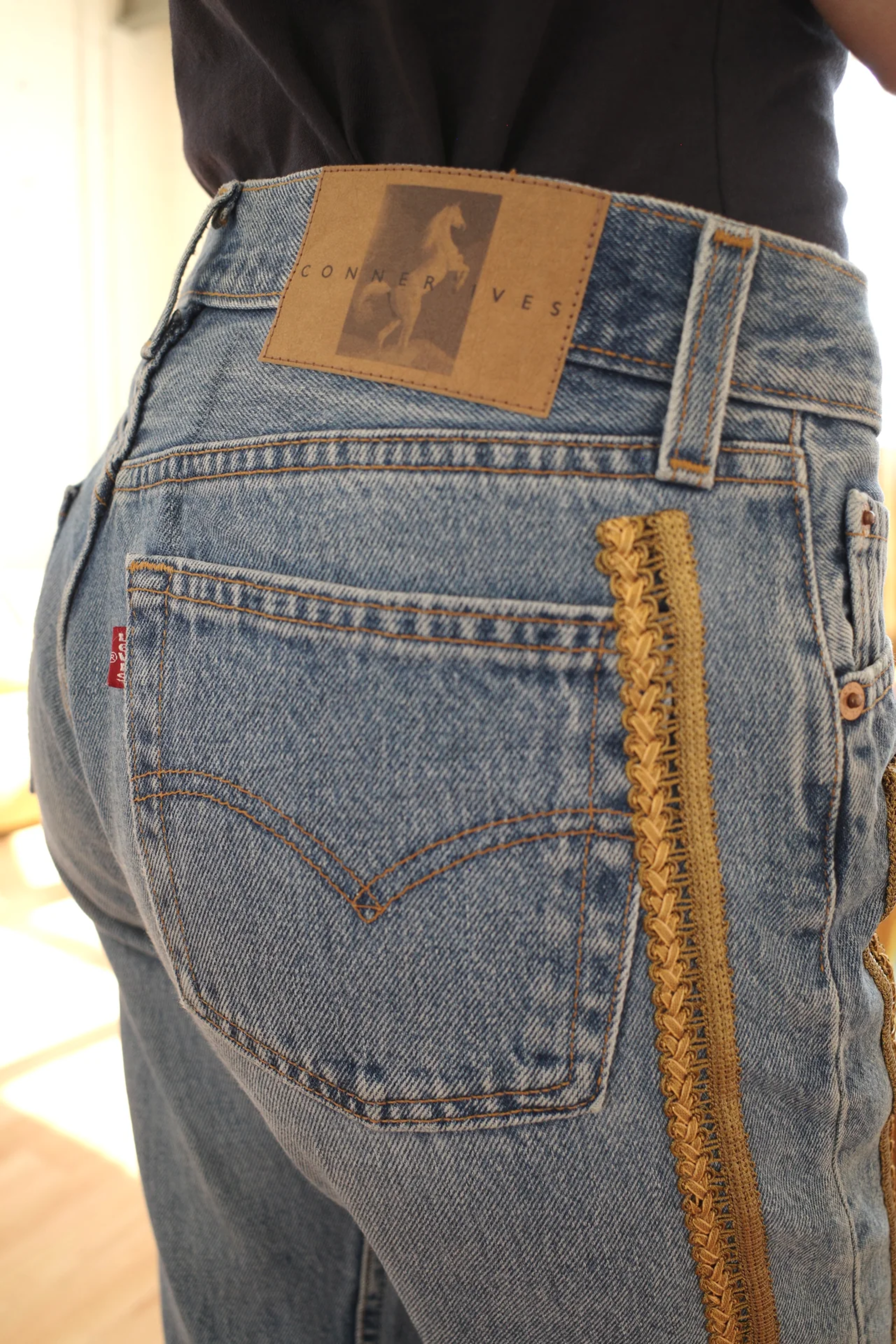 Reconstituted Denim And Bullion Jeans