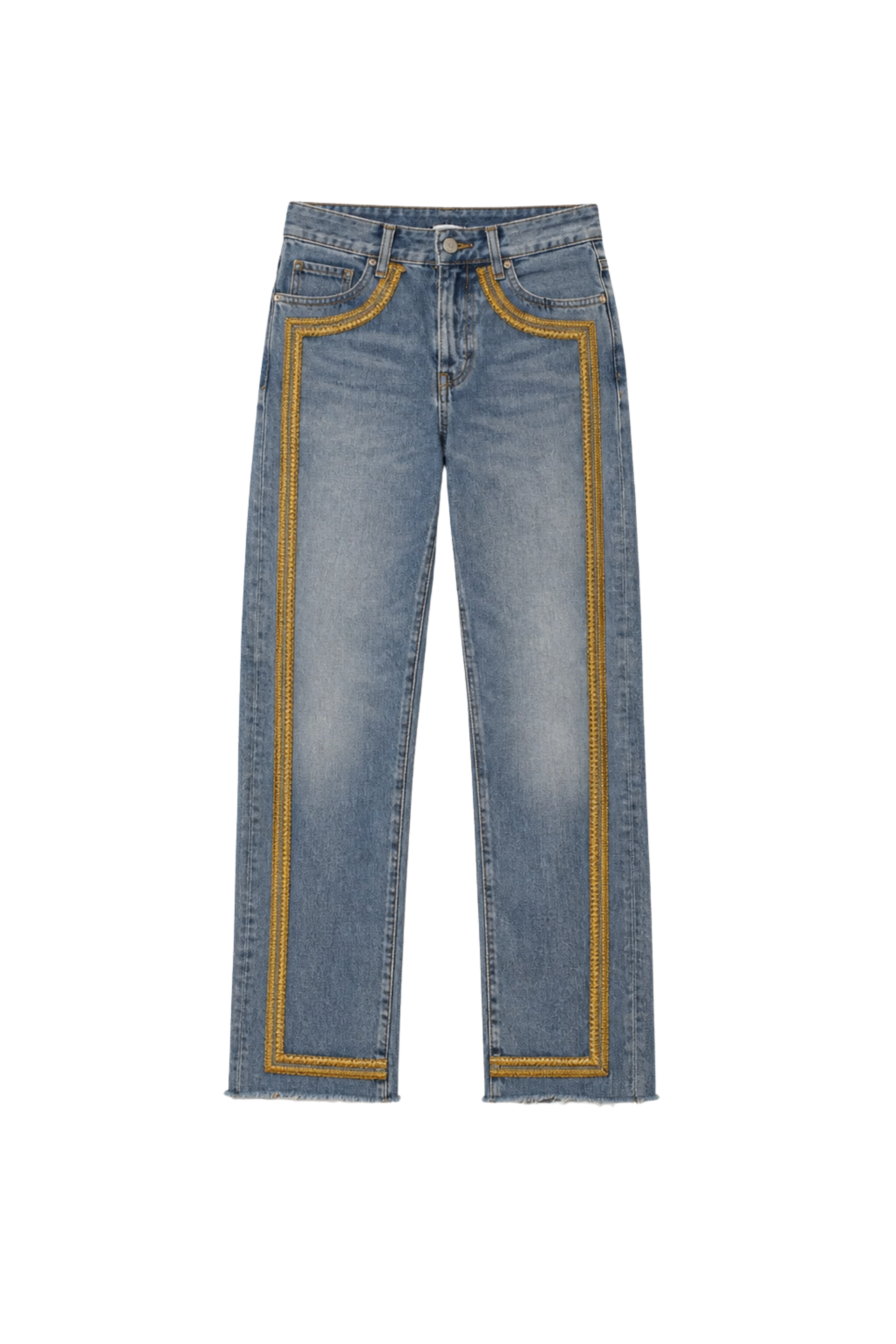Reconstituted Denim And Bullion Jeans