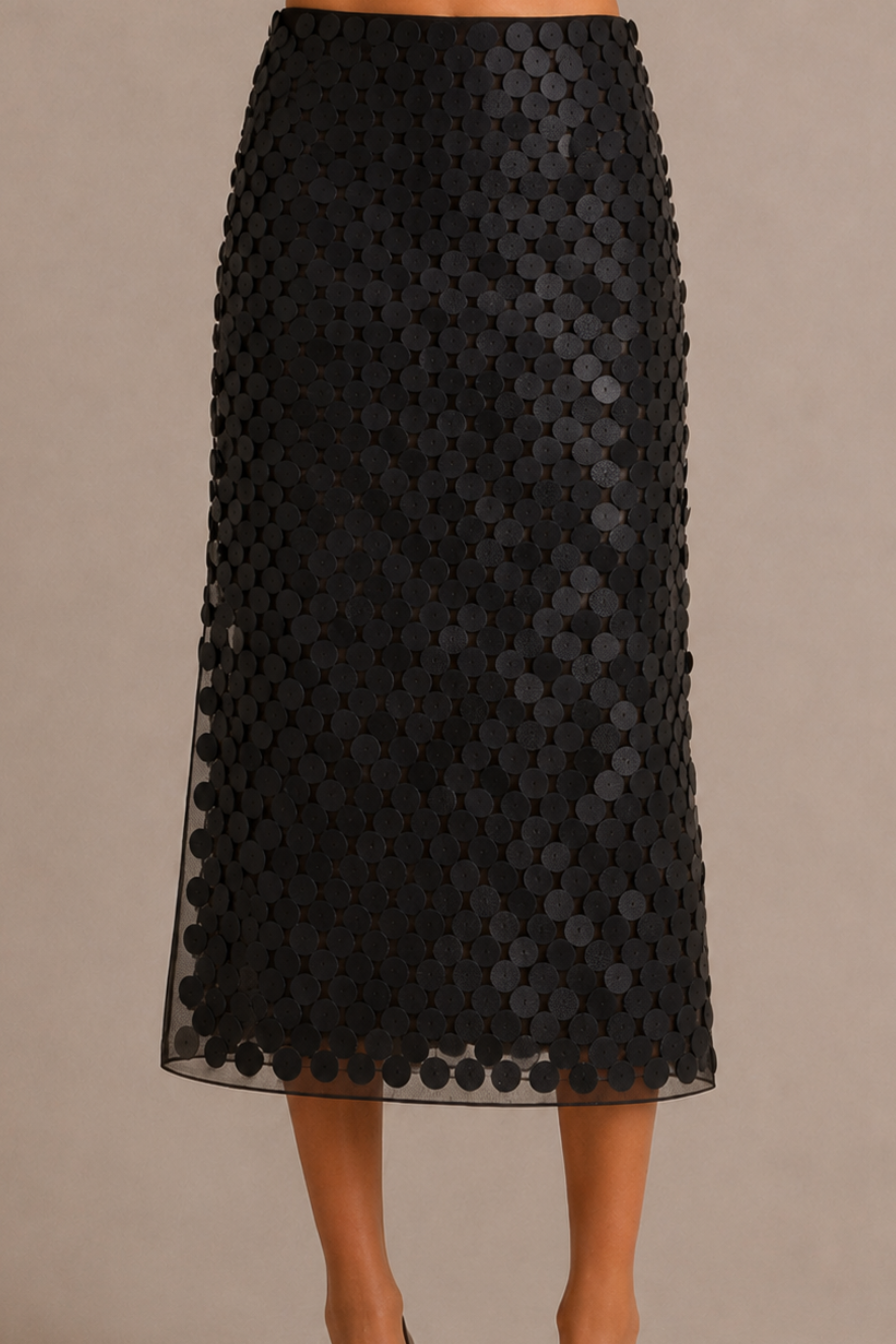 Demi-Couture Reconstituted Leather Paillette Skirt