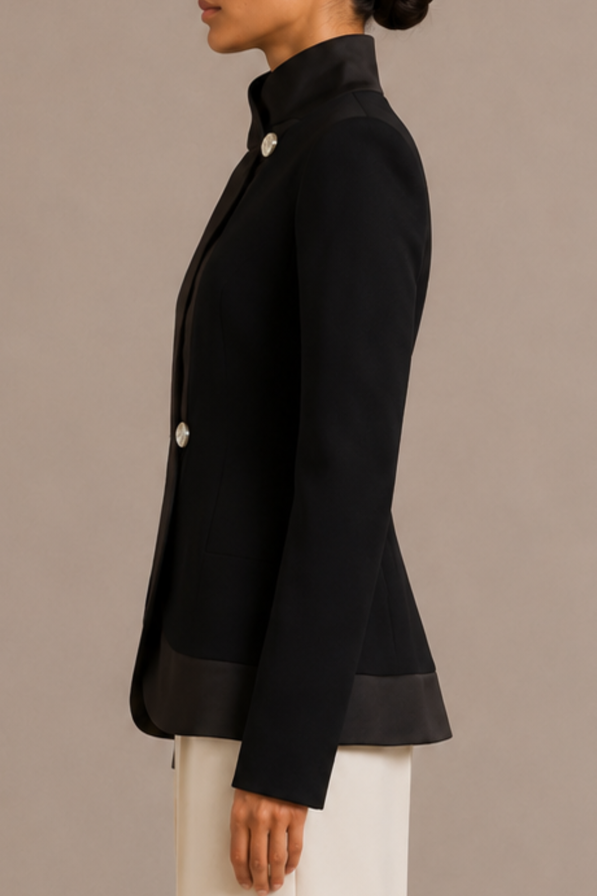 Bouclé Curved Lapel Jacket