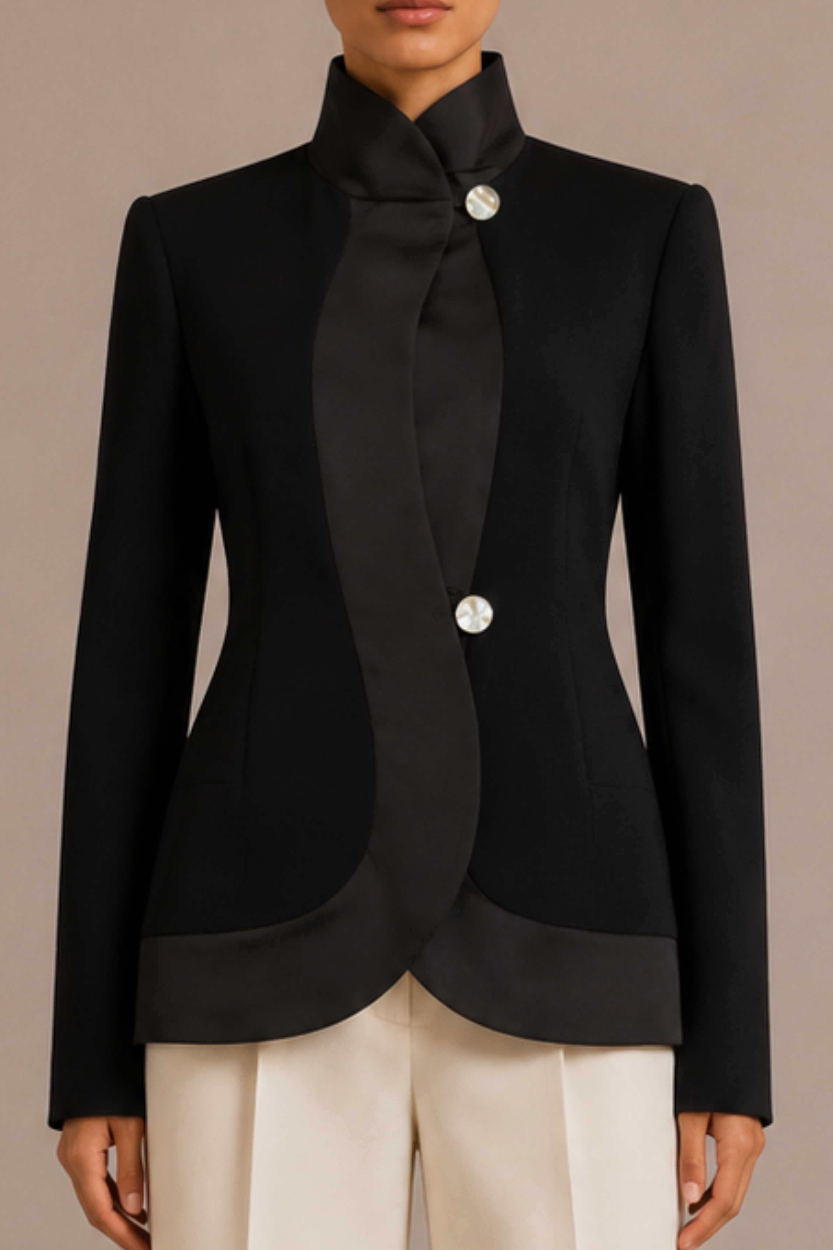 Bouclé Curved Lapel Jacket