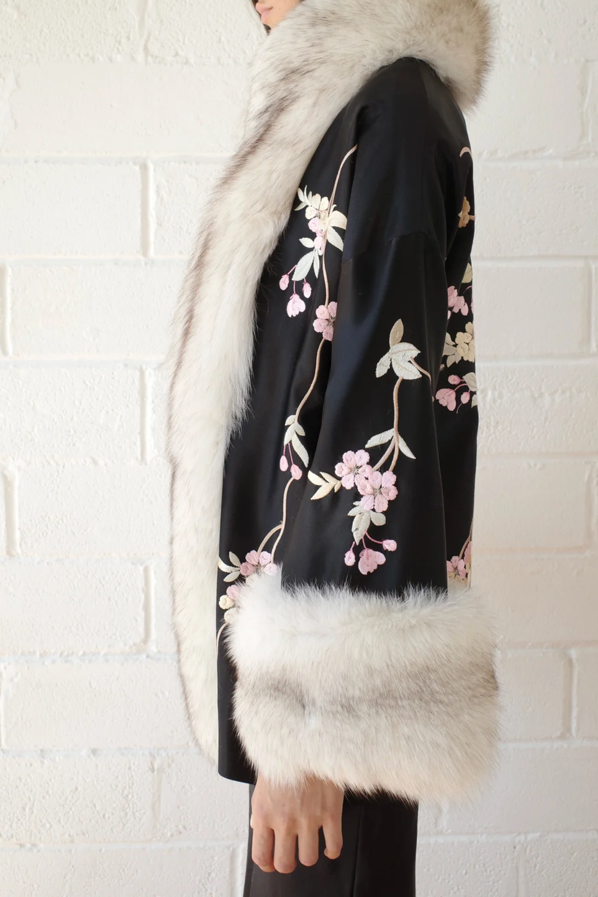 Demi-Couture Reconstituted Fur And Silk Robe