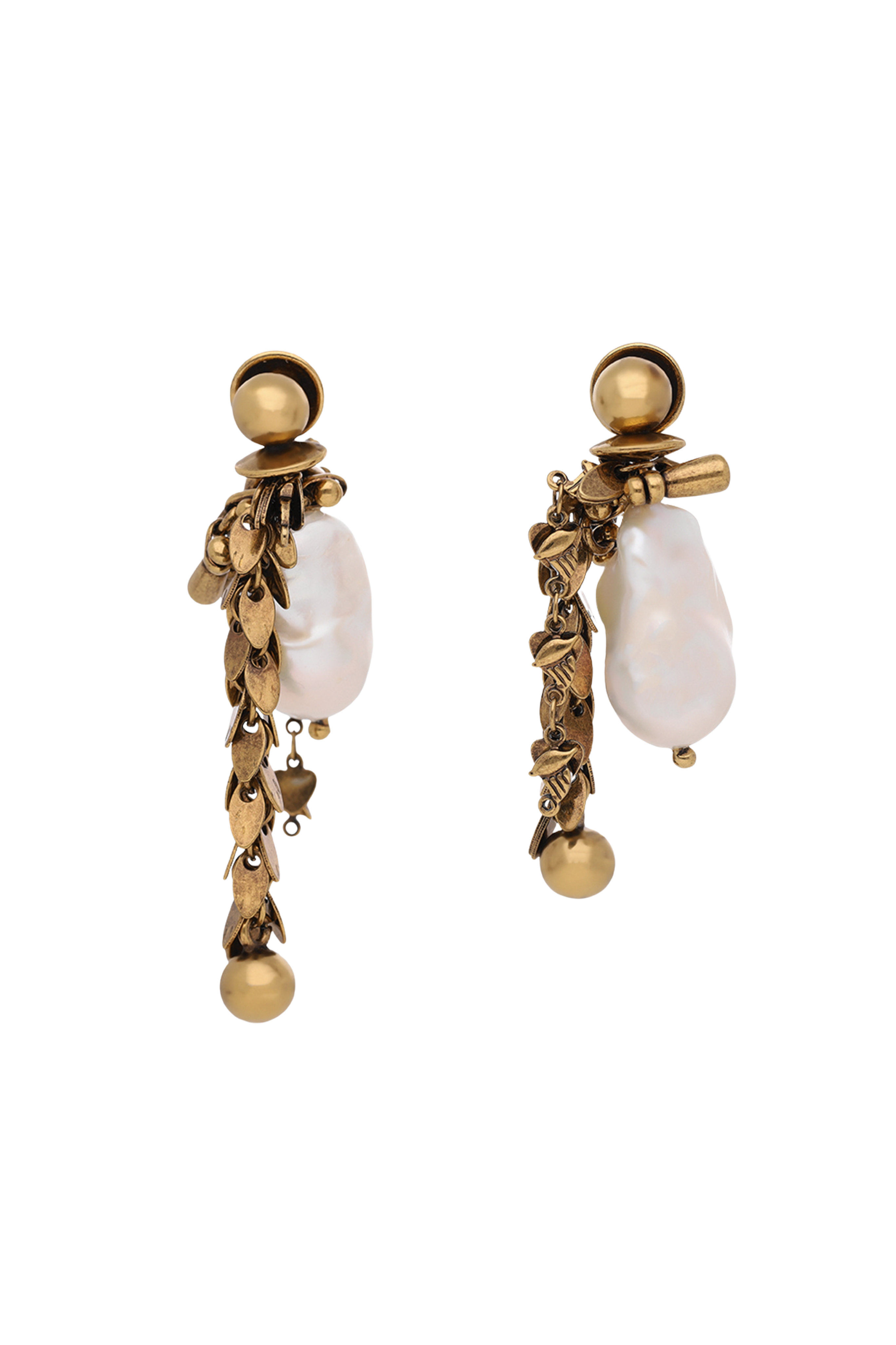Pearl & Brass Earrings