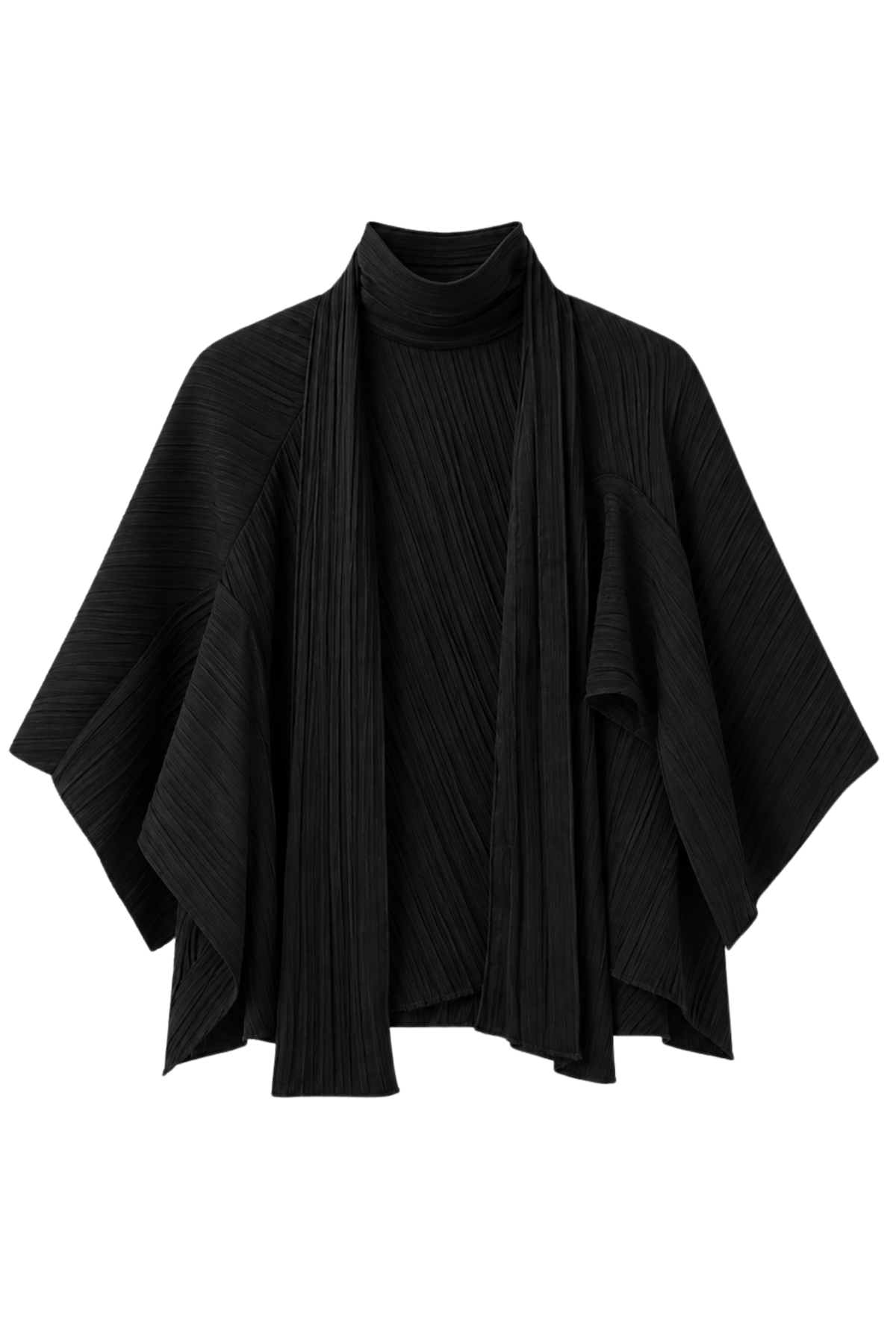 Creased Acetate Drape Cape Tie Top