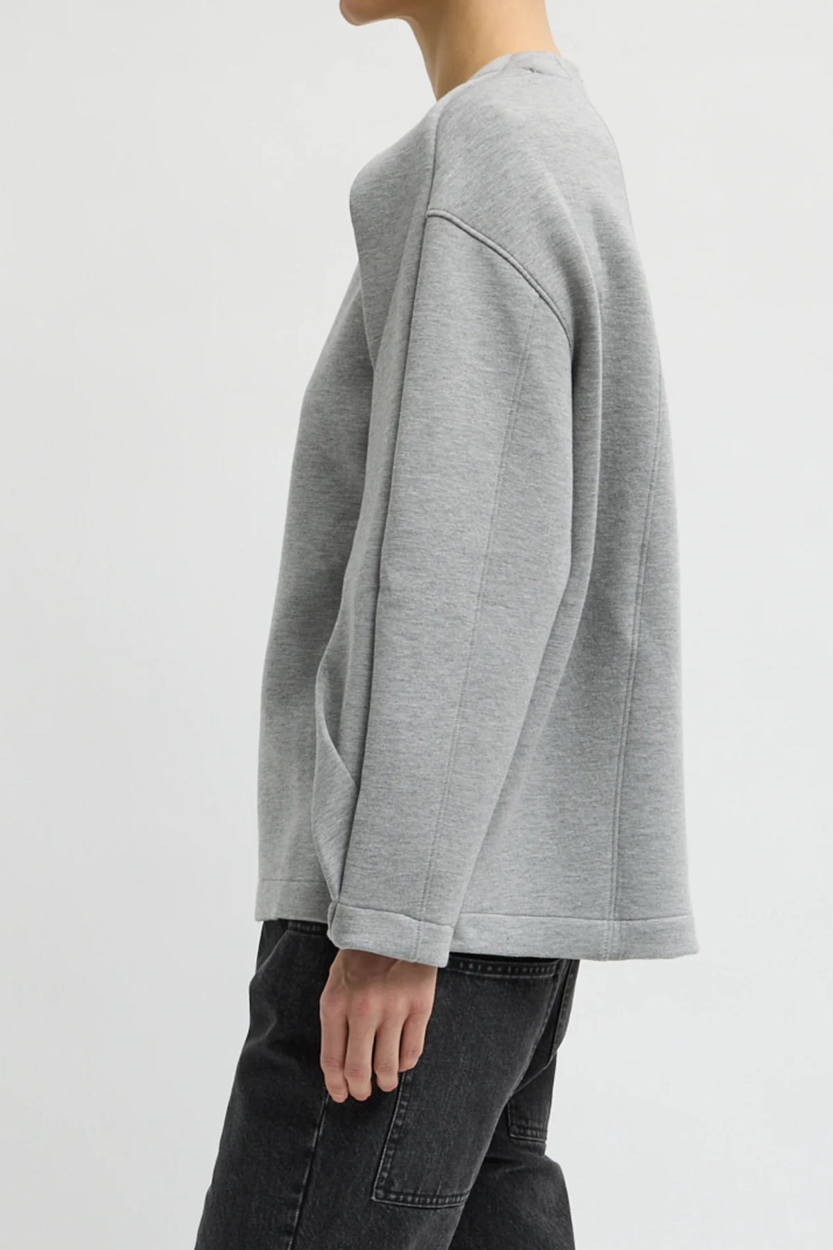 Bonded Viscose Crewneck with Folded Panel