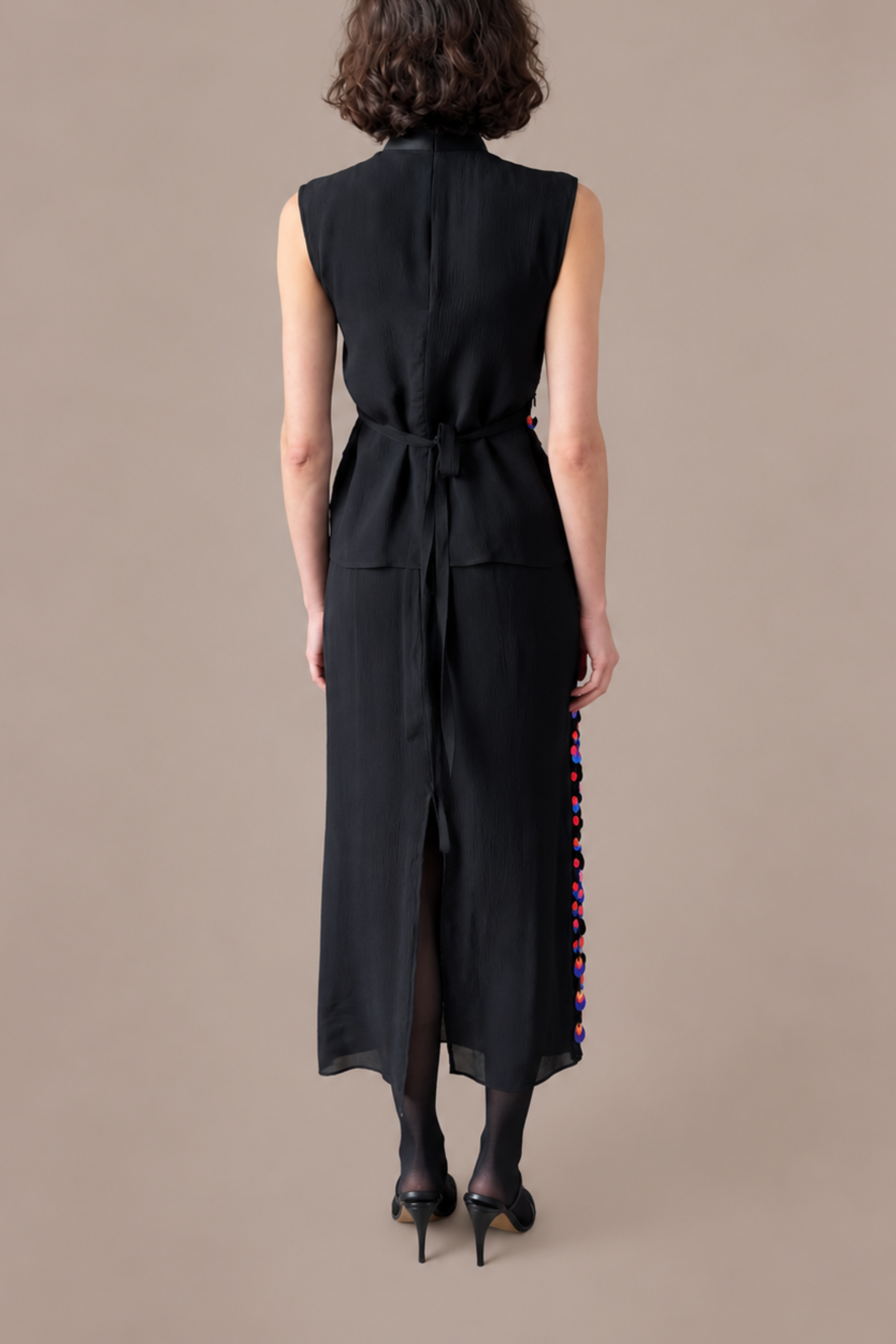 Silk Embellished Pencil Skirt