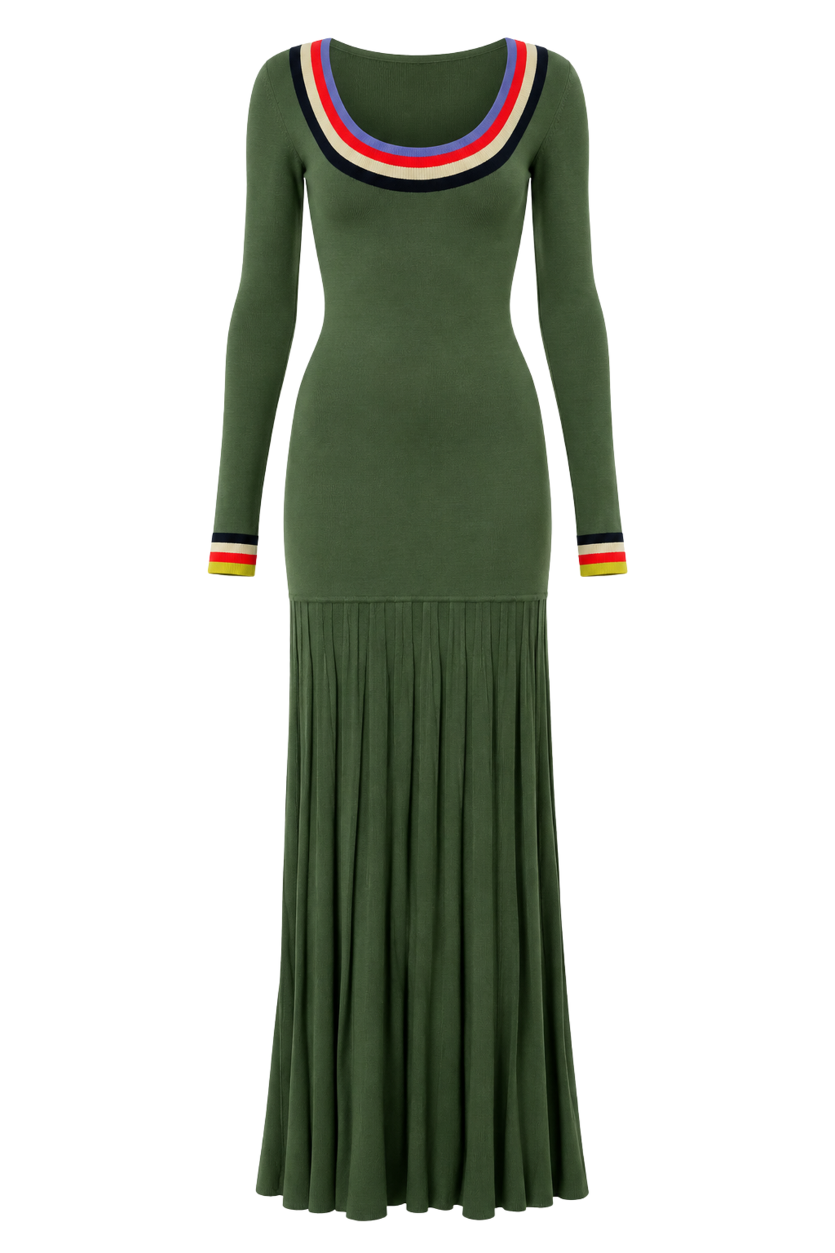 Saucer Neck Long Sleeve Maxi Dress