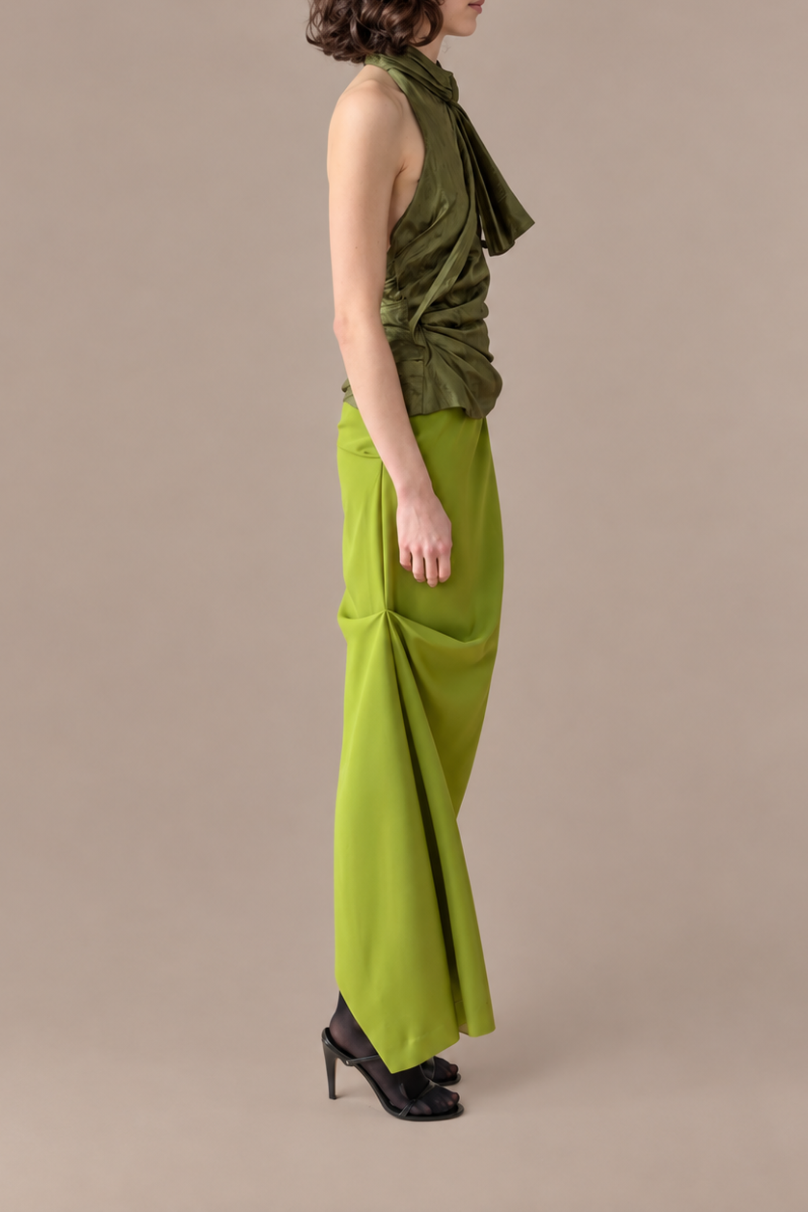 Asymmetric Draped Maxi Skirt