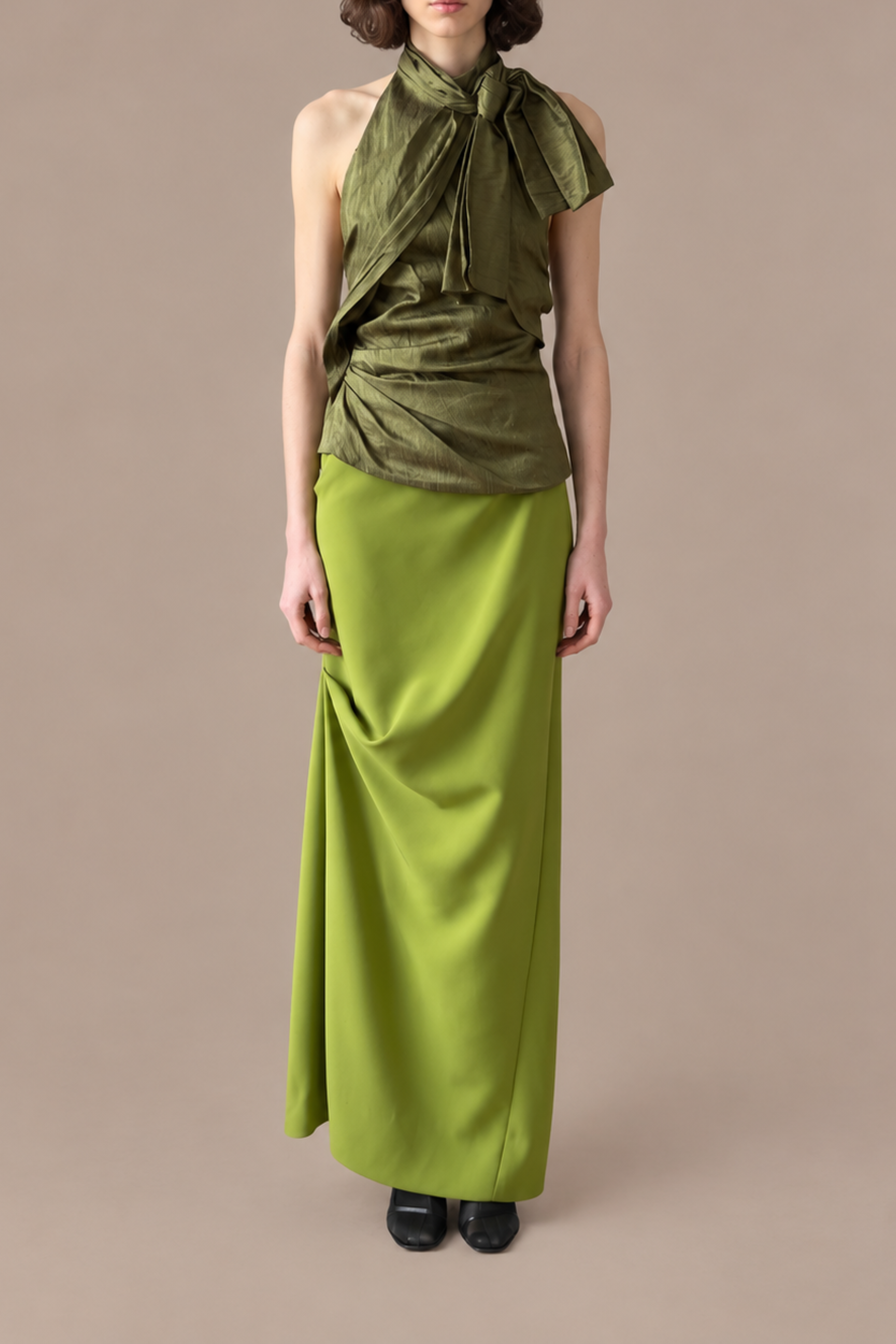 Asymmetric Draped Maxi Skirt