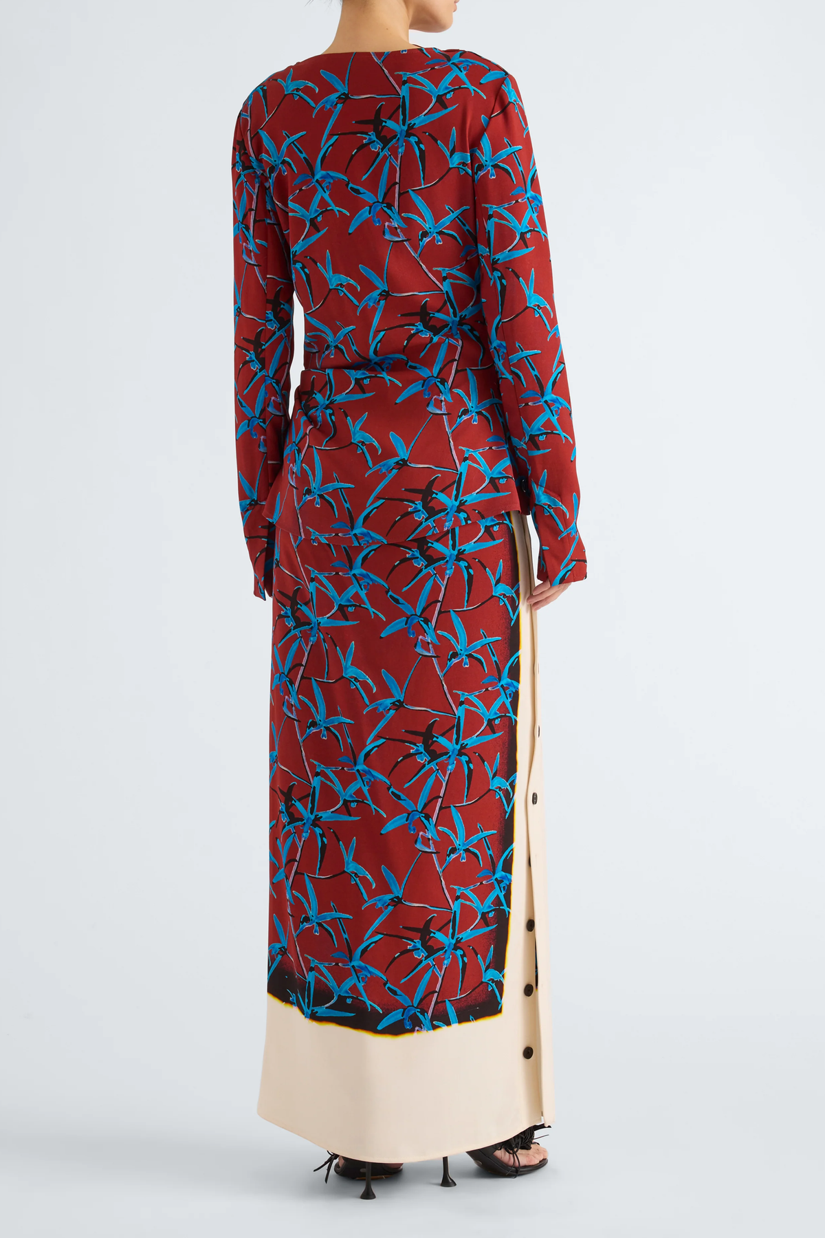 Anais Top in in Printed Stretch Cady Madder Multi