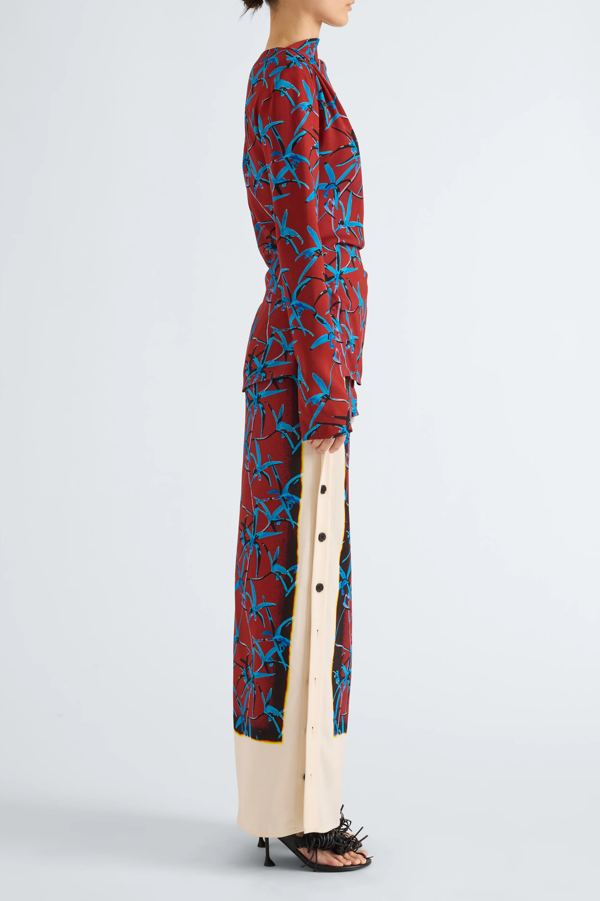 Anais Top in in Printed Stretch Cady Madder Multi