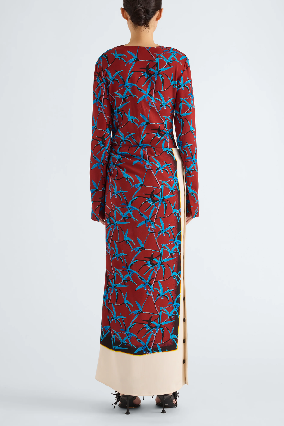 Anais Skirt in Printed Stretch Cady Madder Multi