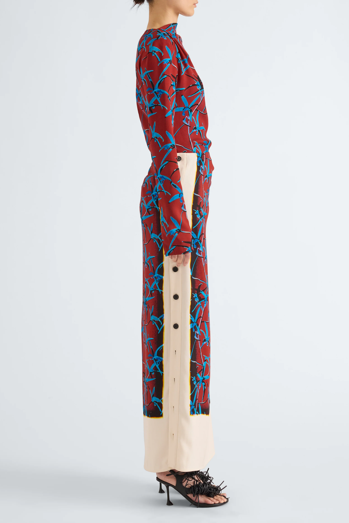 Anais Skirt in Printed Stretch Cady Madder Multi
