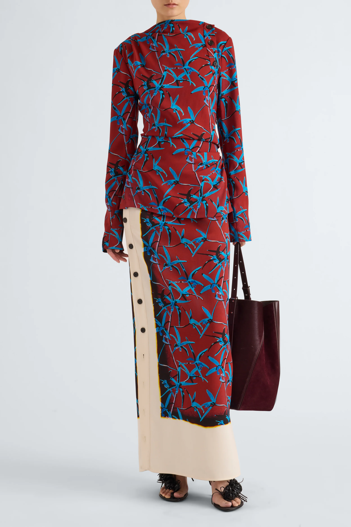 Anais Skirt in Printed Stretch Cady Madder Multi