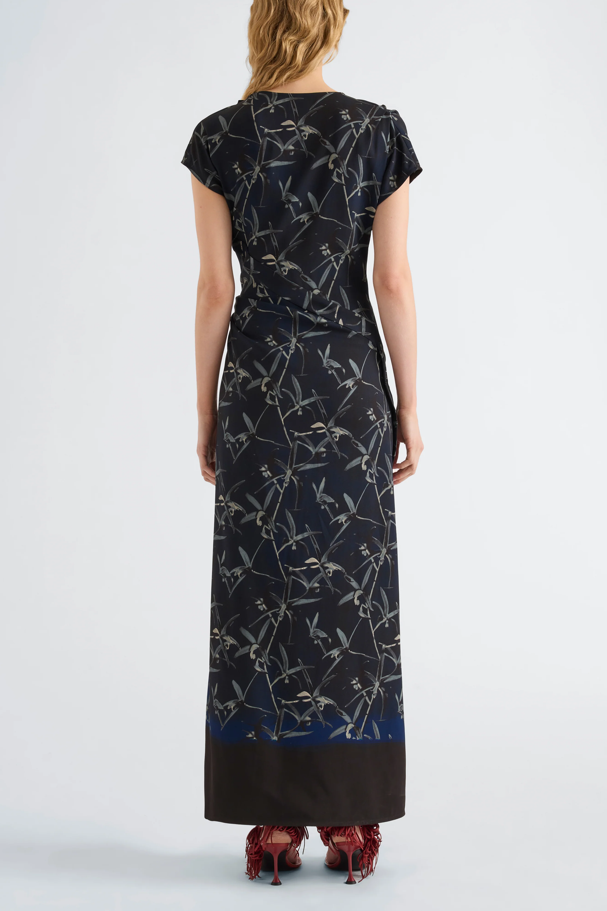 Anais Dress in Printed Stretch Cady Ink Multi
