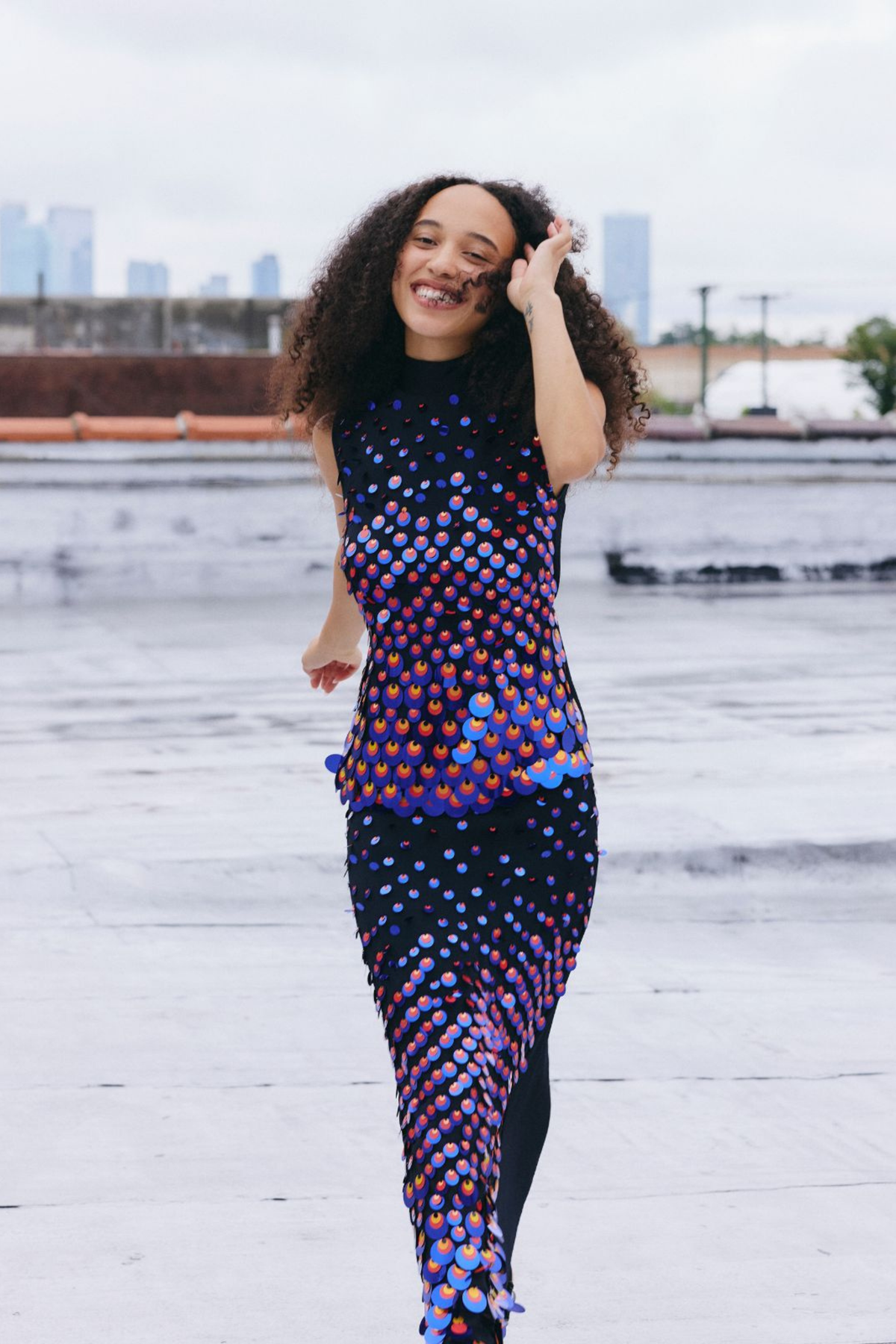 Silk Embellished Mock Neck Shell