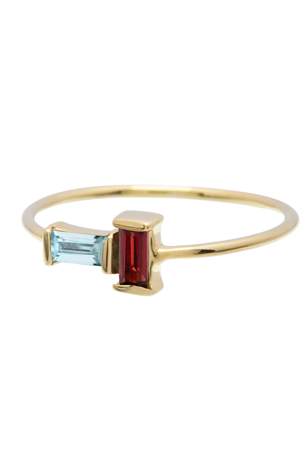 Tu Y Yo Baguette Ring - Aquamine/Garnet