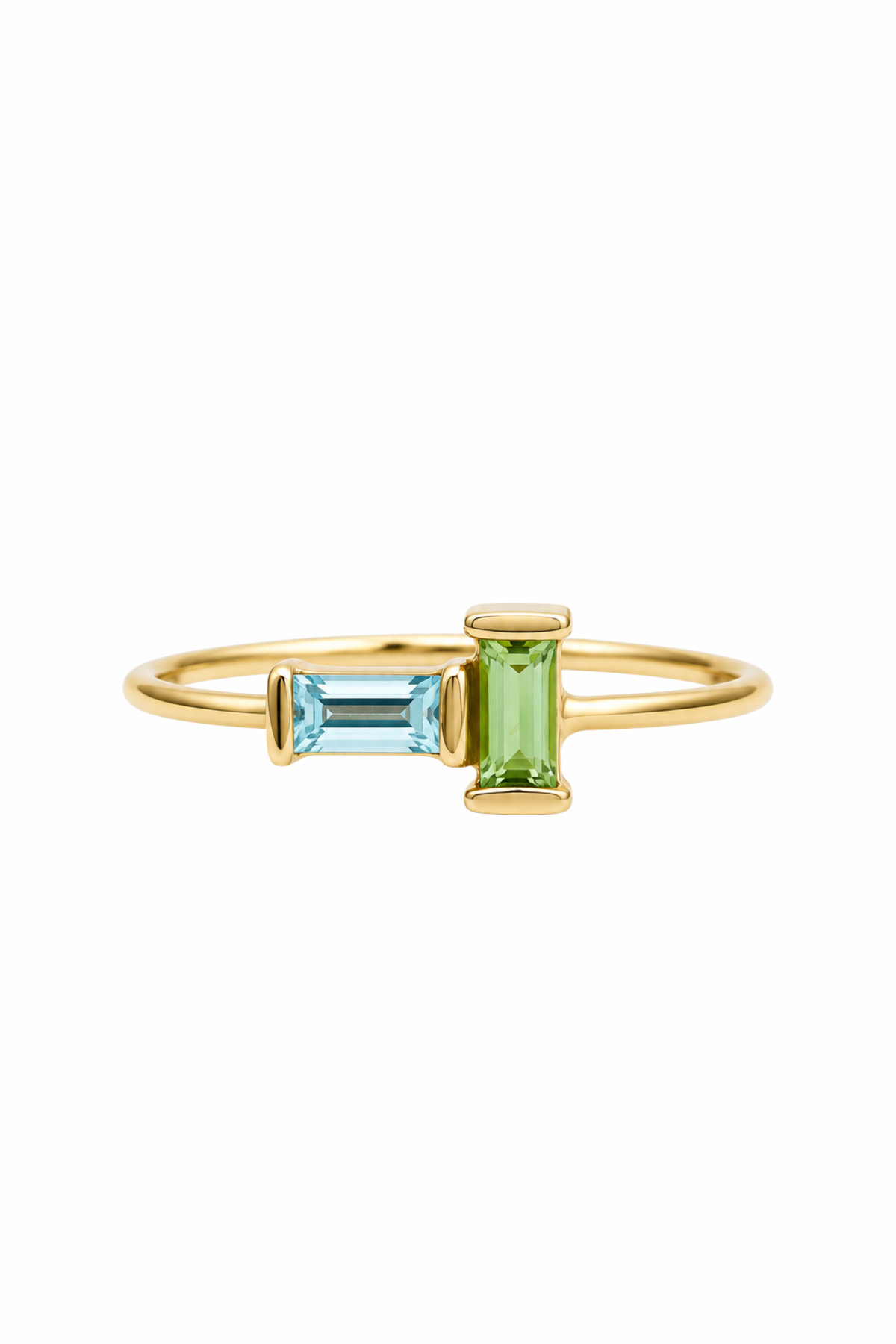 Tu Y Yo Baguette Ring - Aquamarine/Peridot
