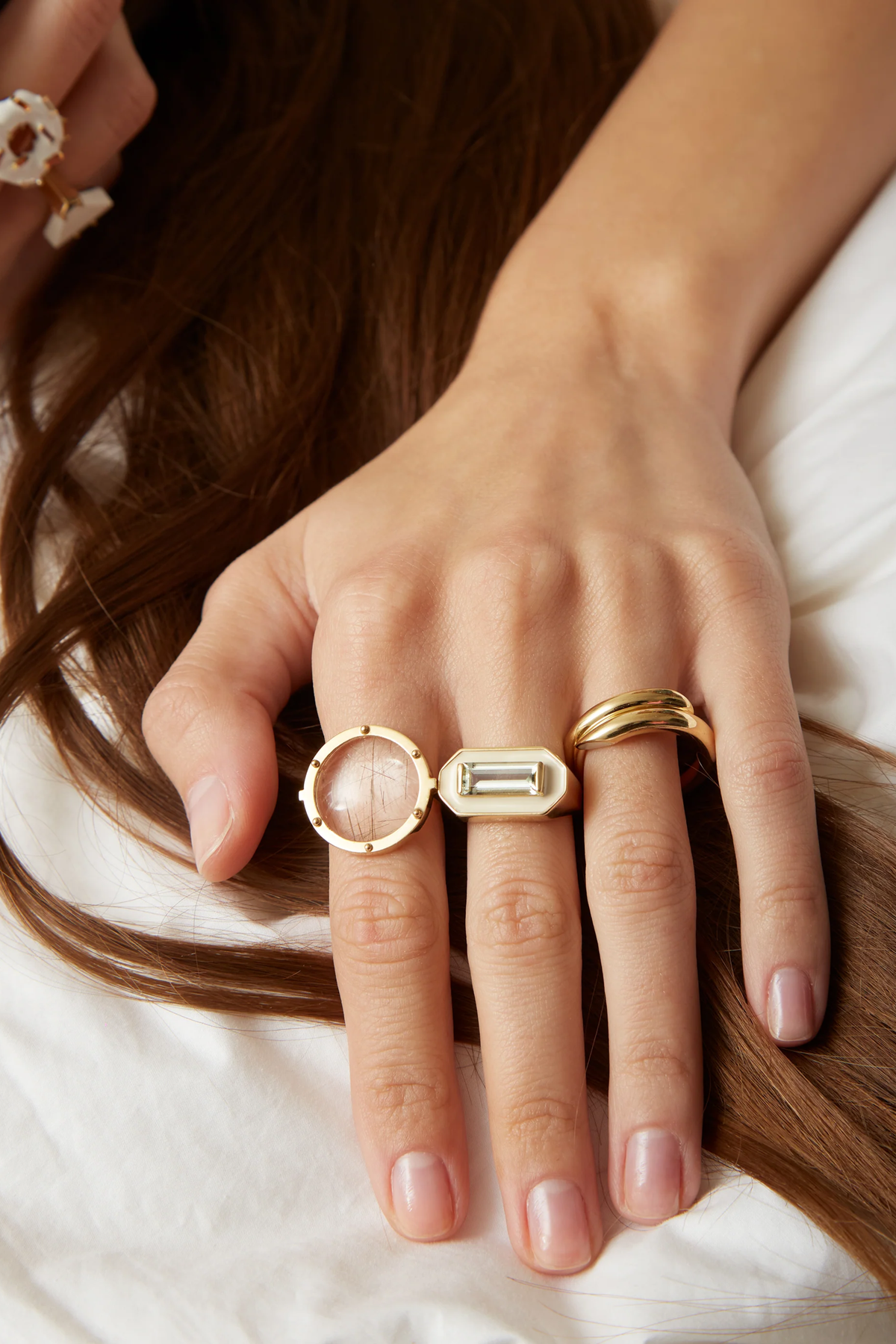 Deco Maxi Baguette Ring - Panna