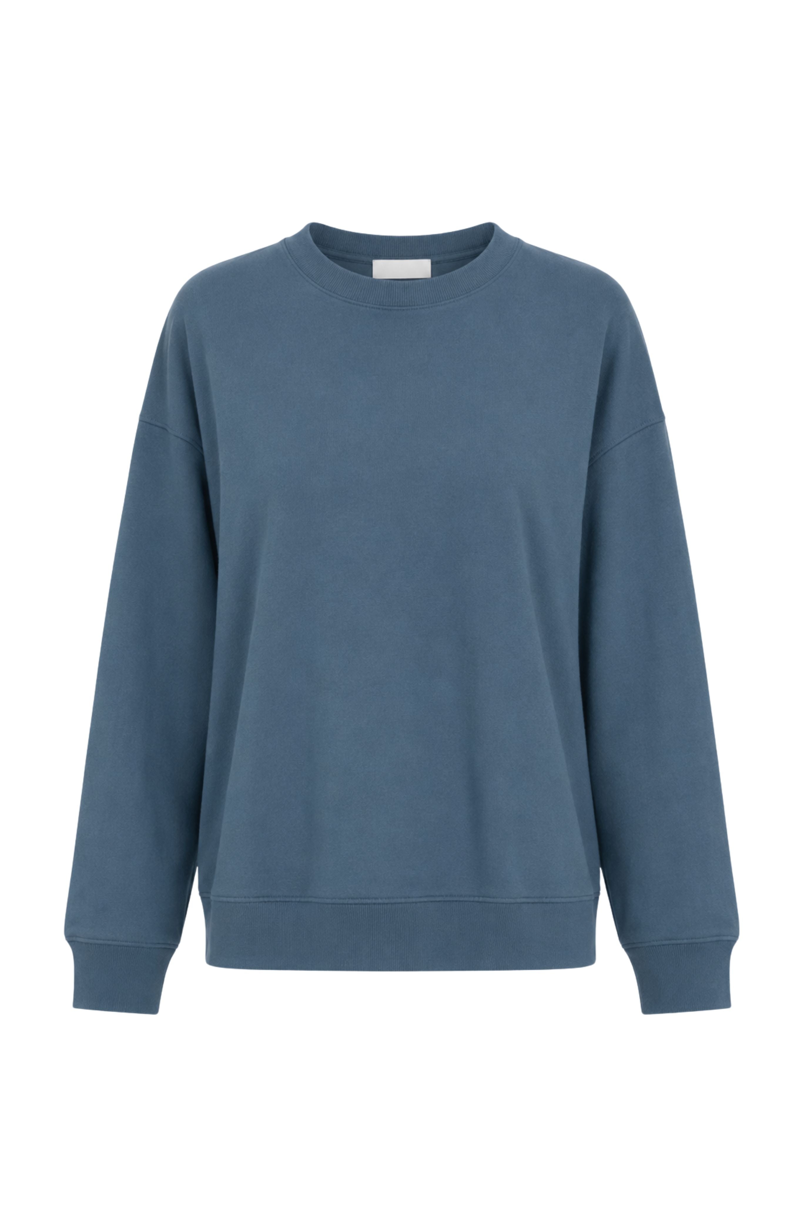 Light Weight Sweatshirting Crewneck Sweatshirt - Blue Grey
