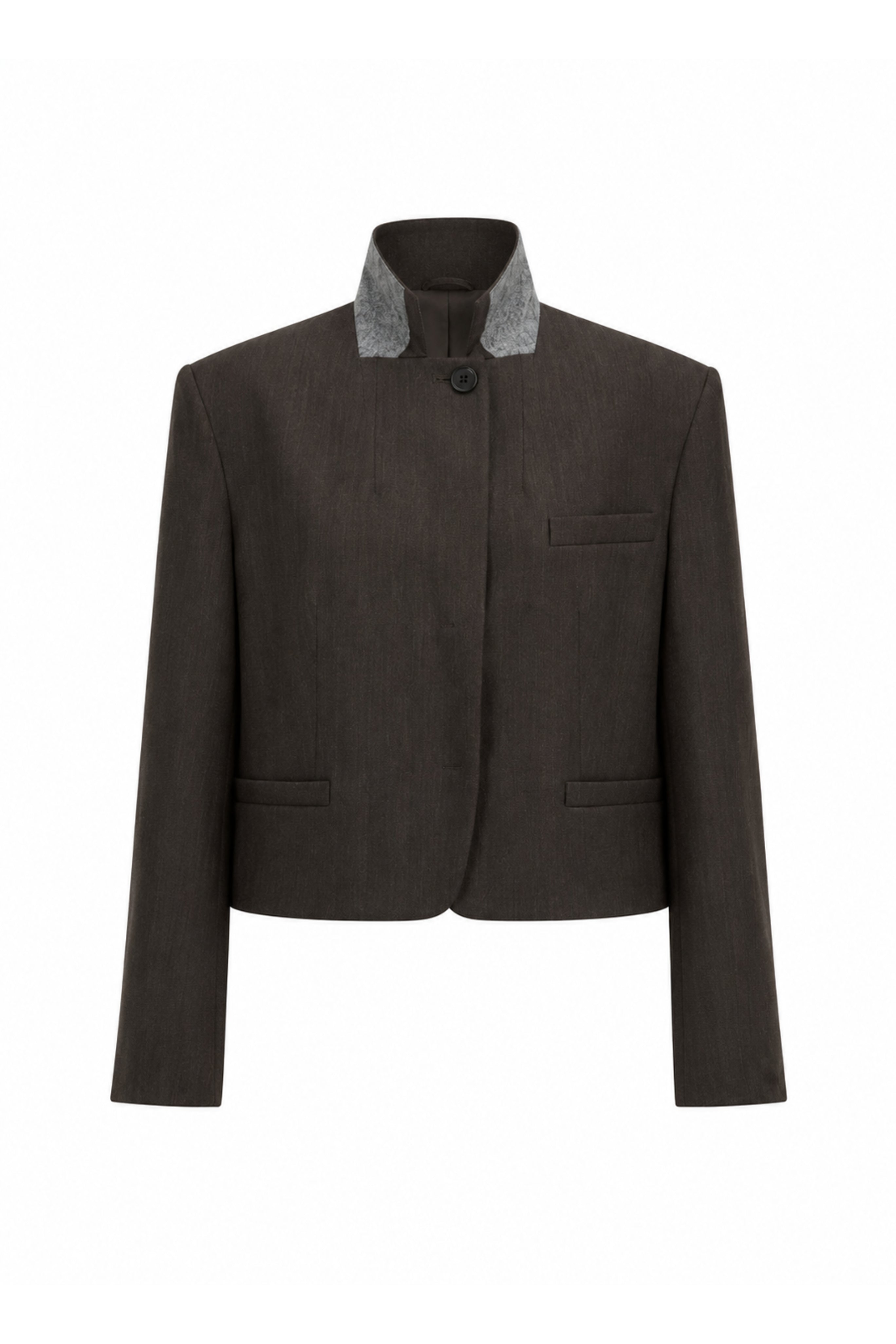 Herringbone Suiting Cropped Blazer