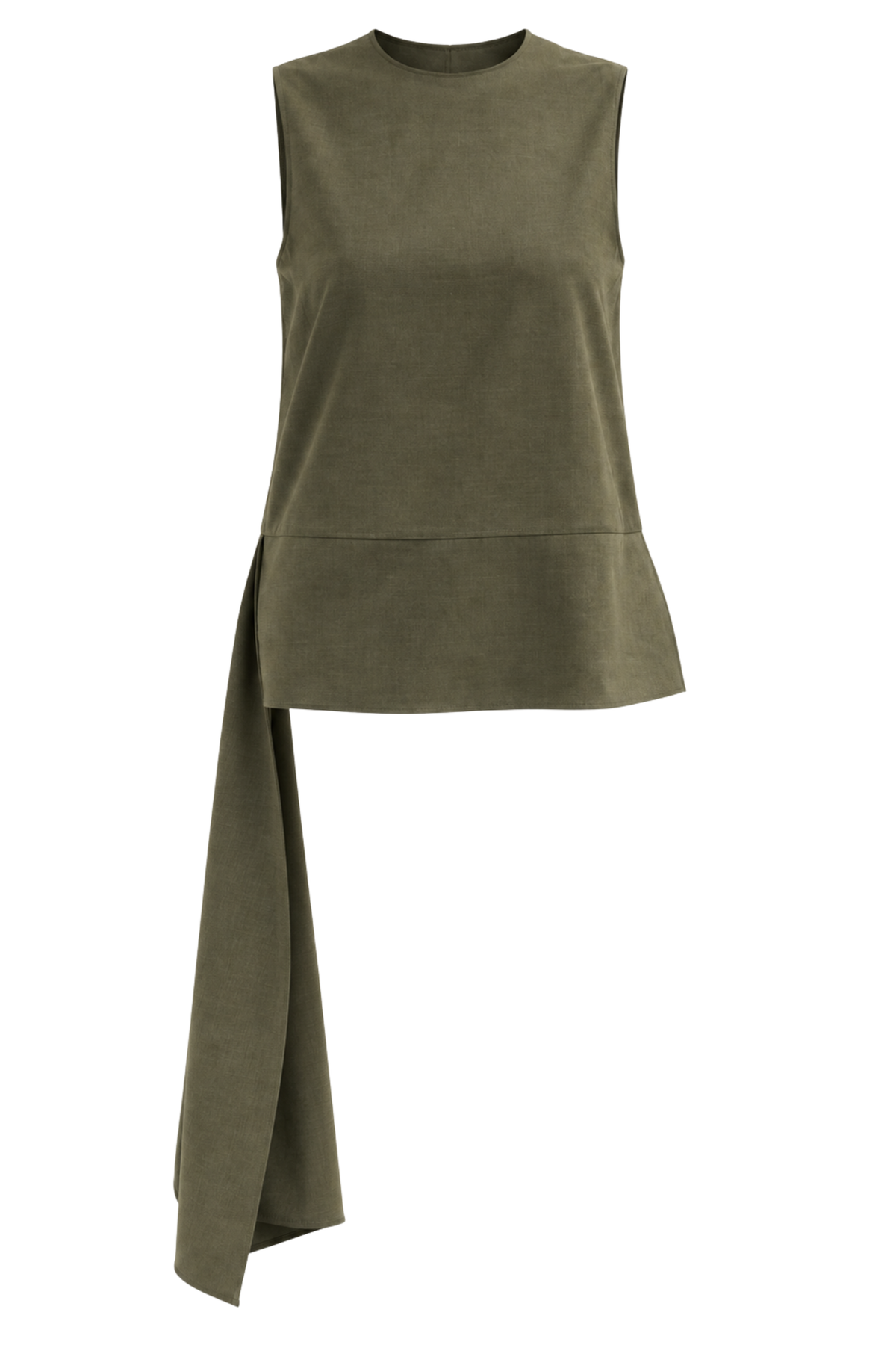 Cozy Flannel Asymmetrical Sleeveless Top - Army Green