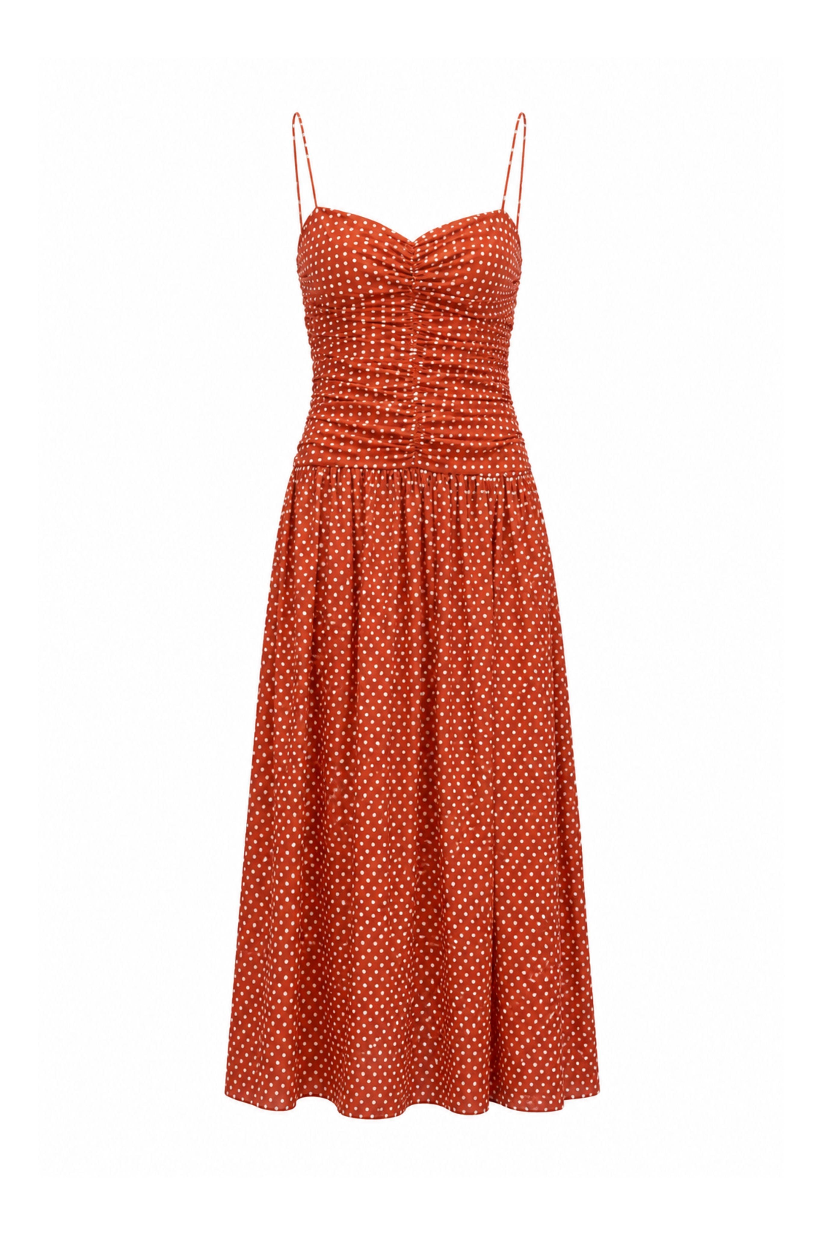 Gathered Drop Waist Dress in Red