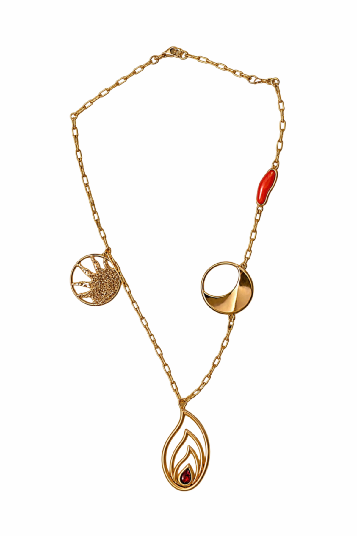 Flame + Sun + Moon Necklace