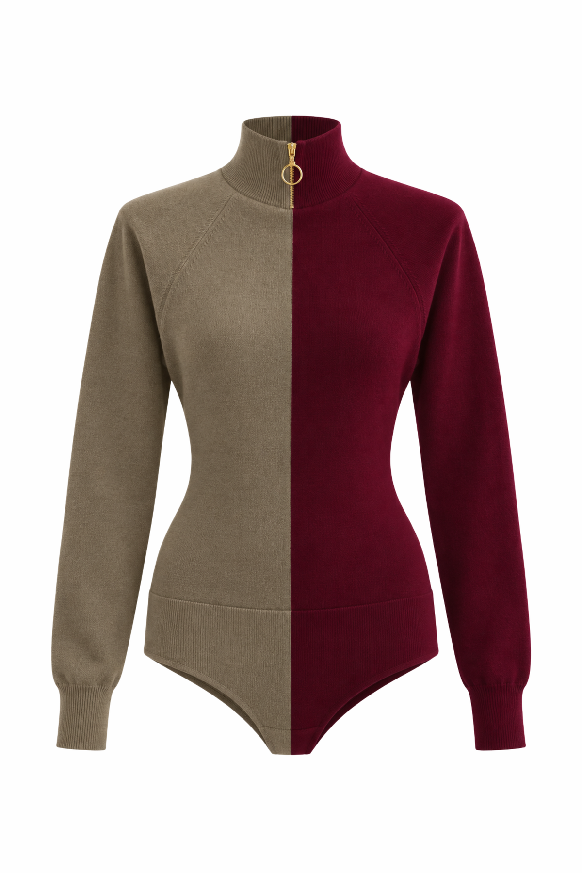Bi-color cashmere bodysuit