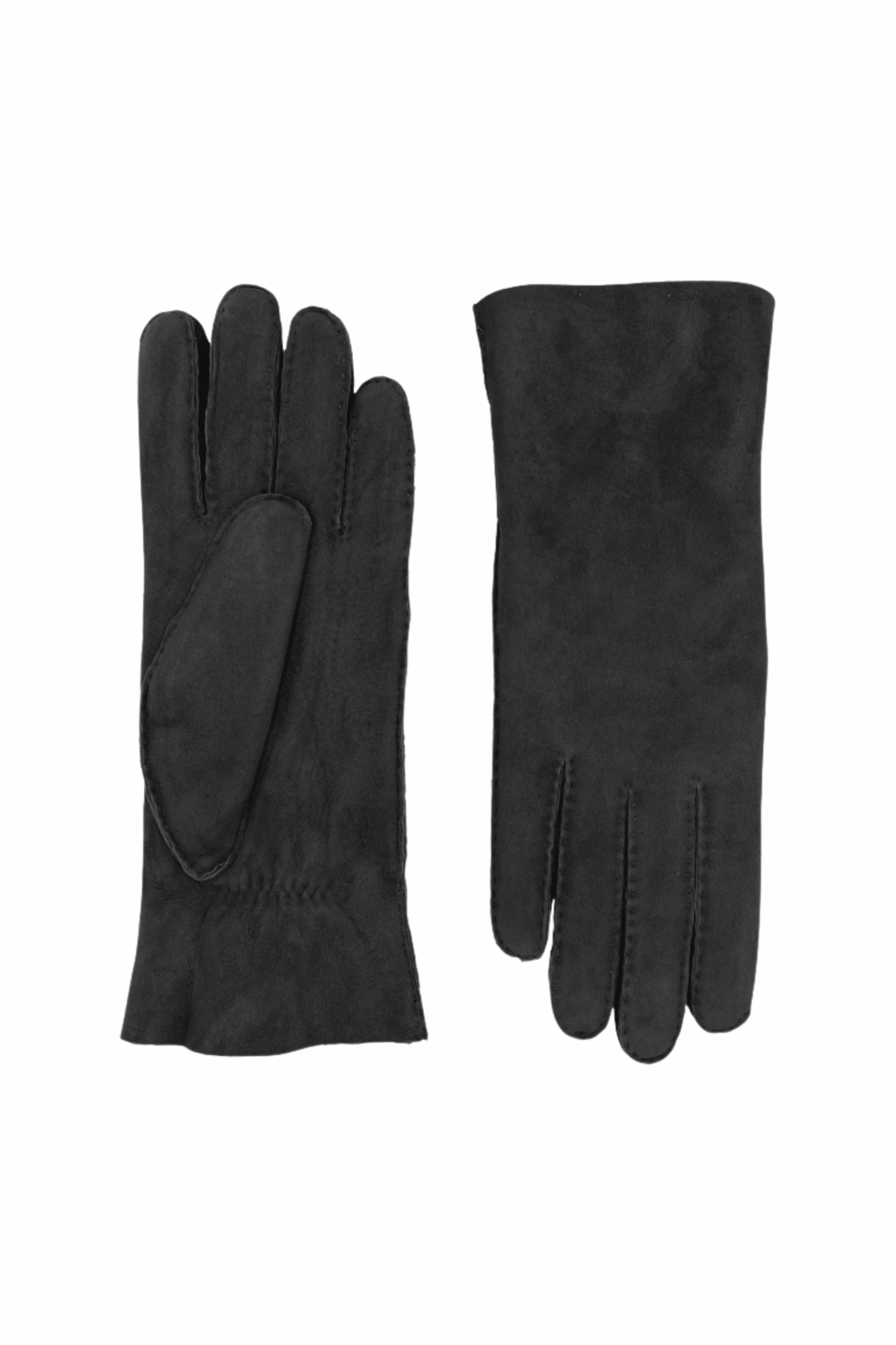 Denise Double Face Leather Gloves - Black
