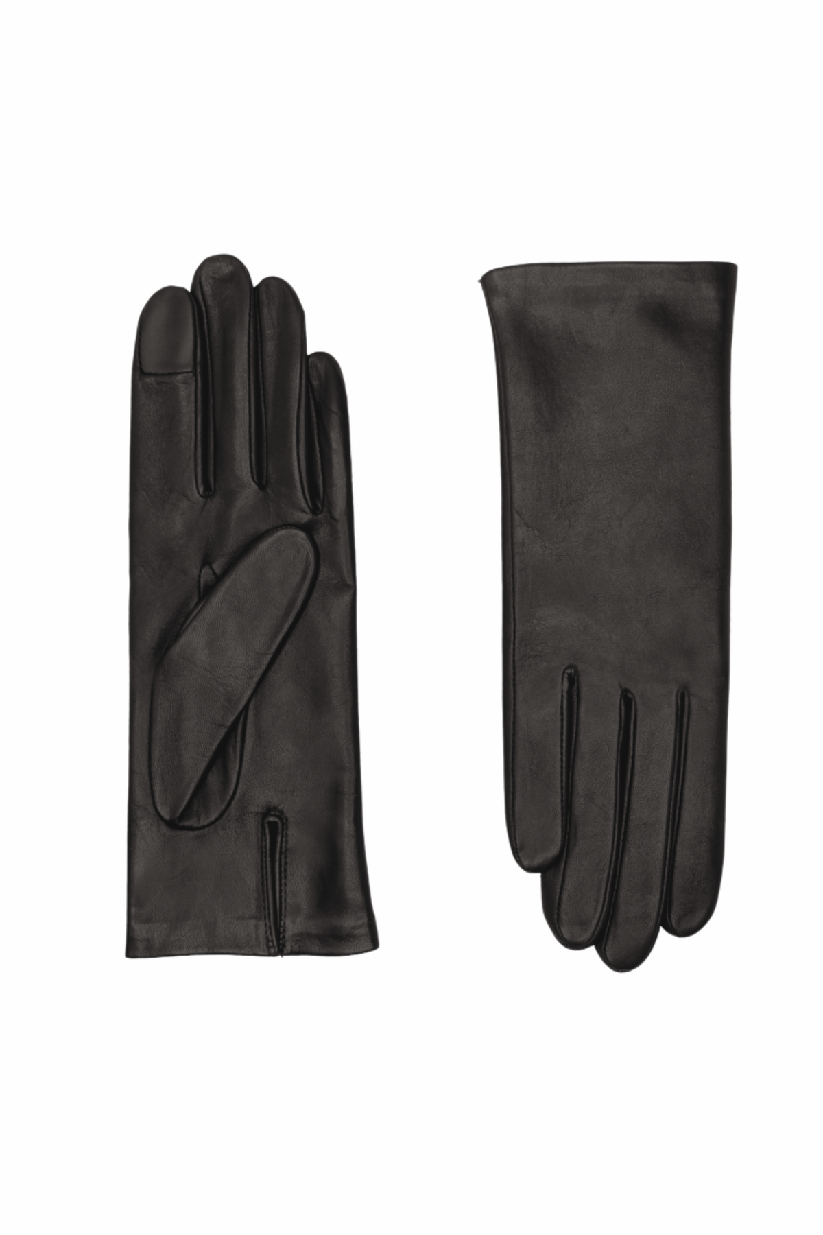 Kate Leather Gloves Lined with Silk - Black