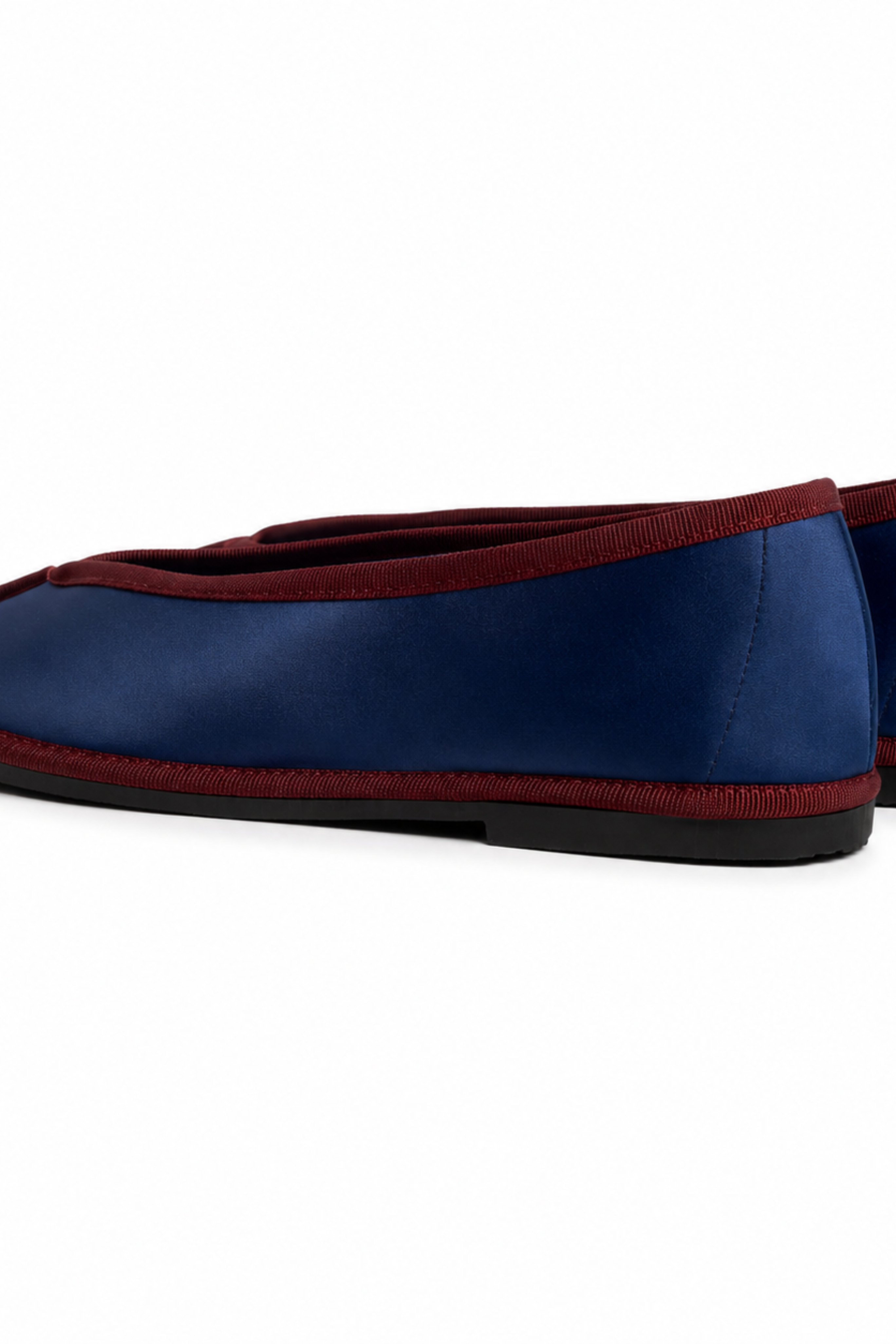 Maria de La Orden 1 Satin Flat - Navy/Burgundy