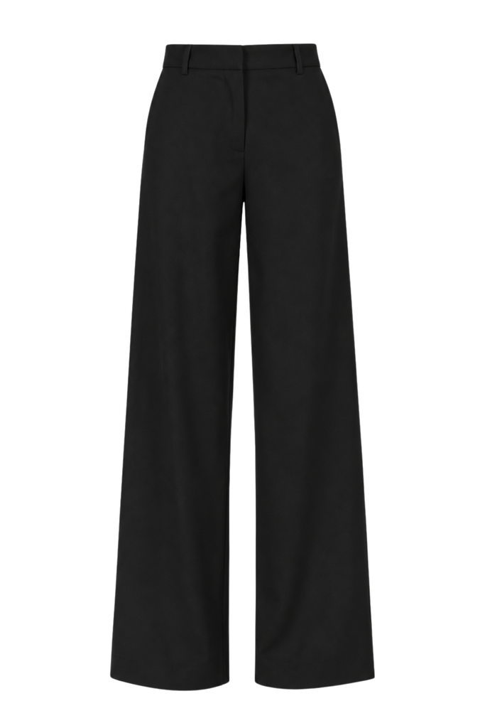 Summer Wool Flare Trouser - Black