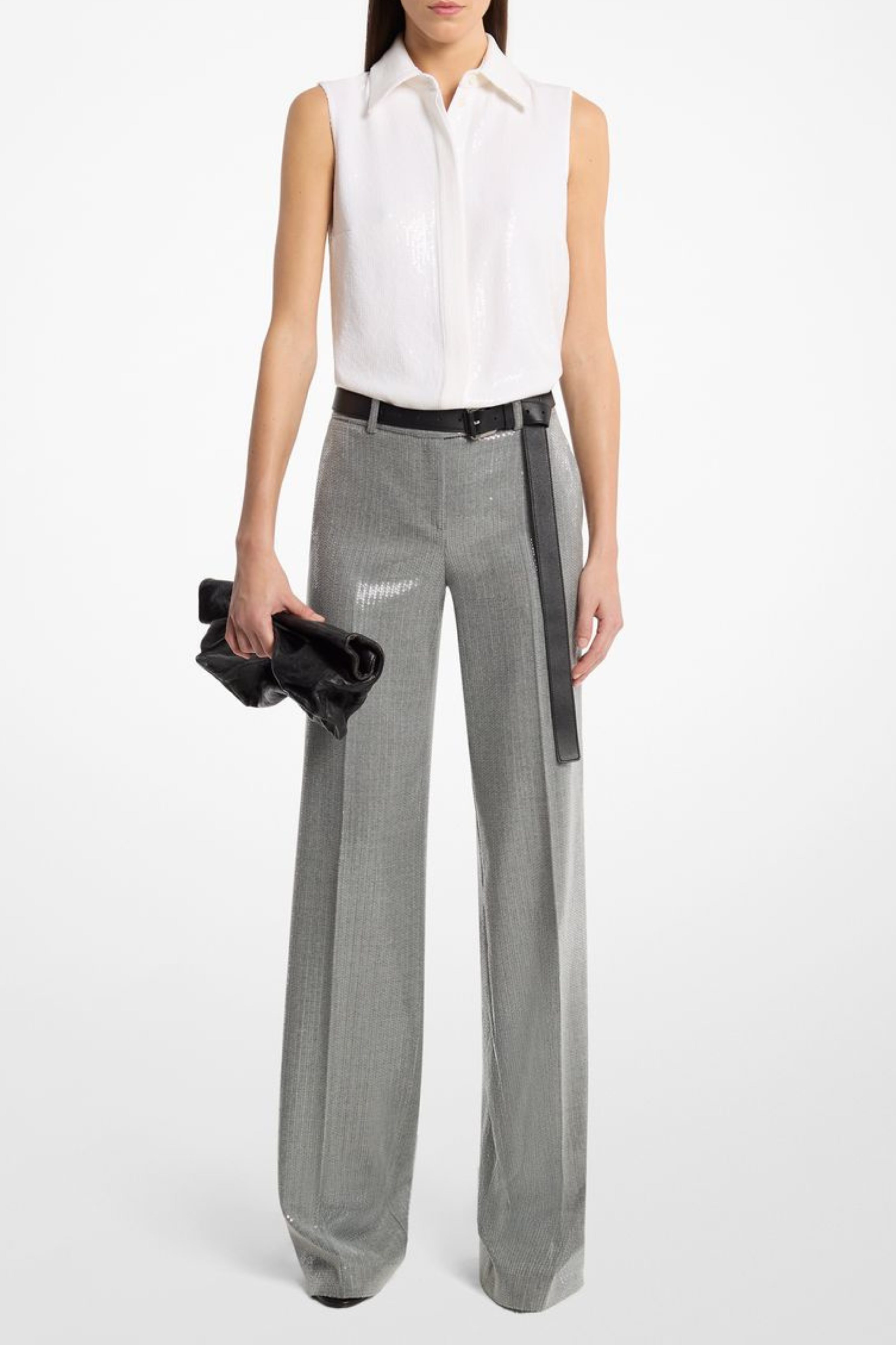 Sequin Sleeveless Hansen Button Front Shirt