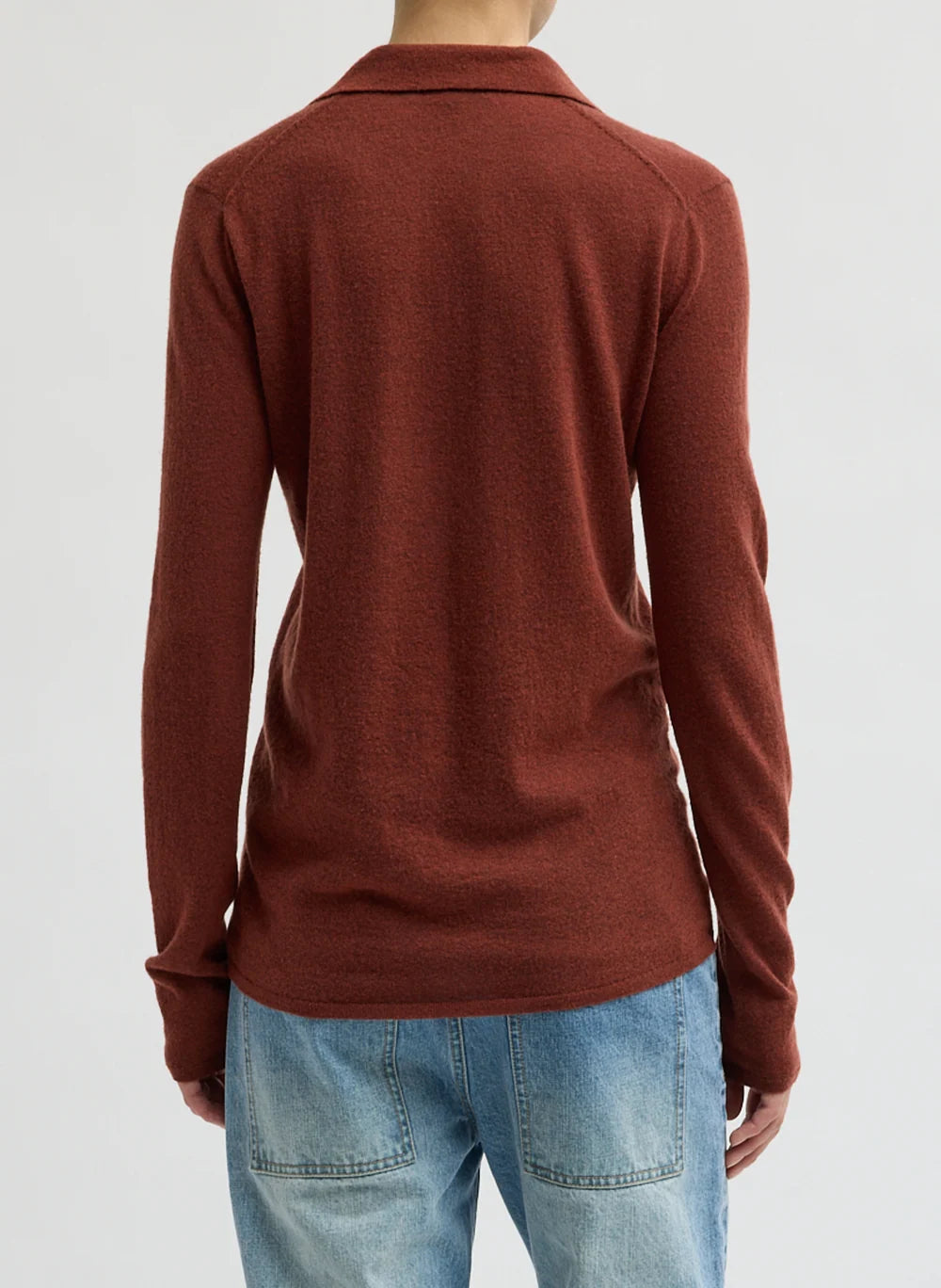 Skinlike Mercerized Wool Soft Sheer Polo - Red Clay