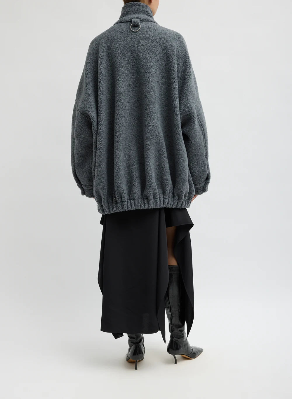 Cozy Fleece Cubic Zipup Bomber - Grey