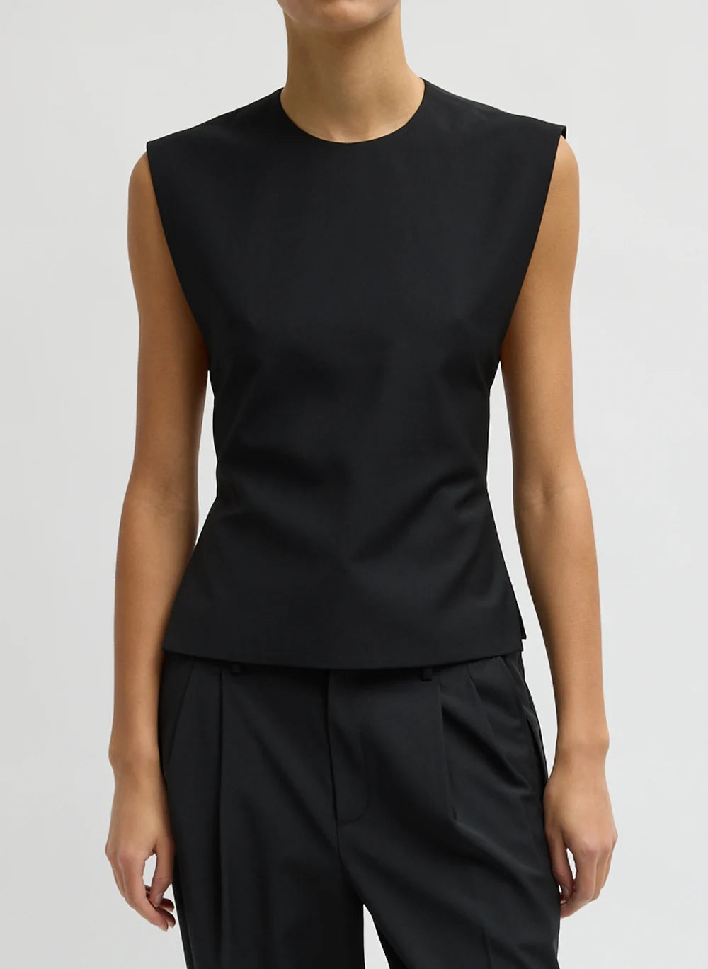 Recycled Tropical Wool Bib Top - Black