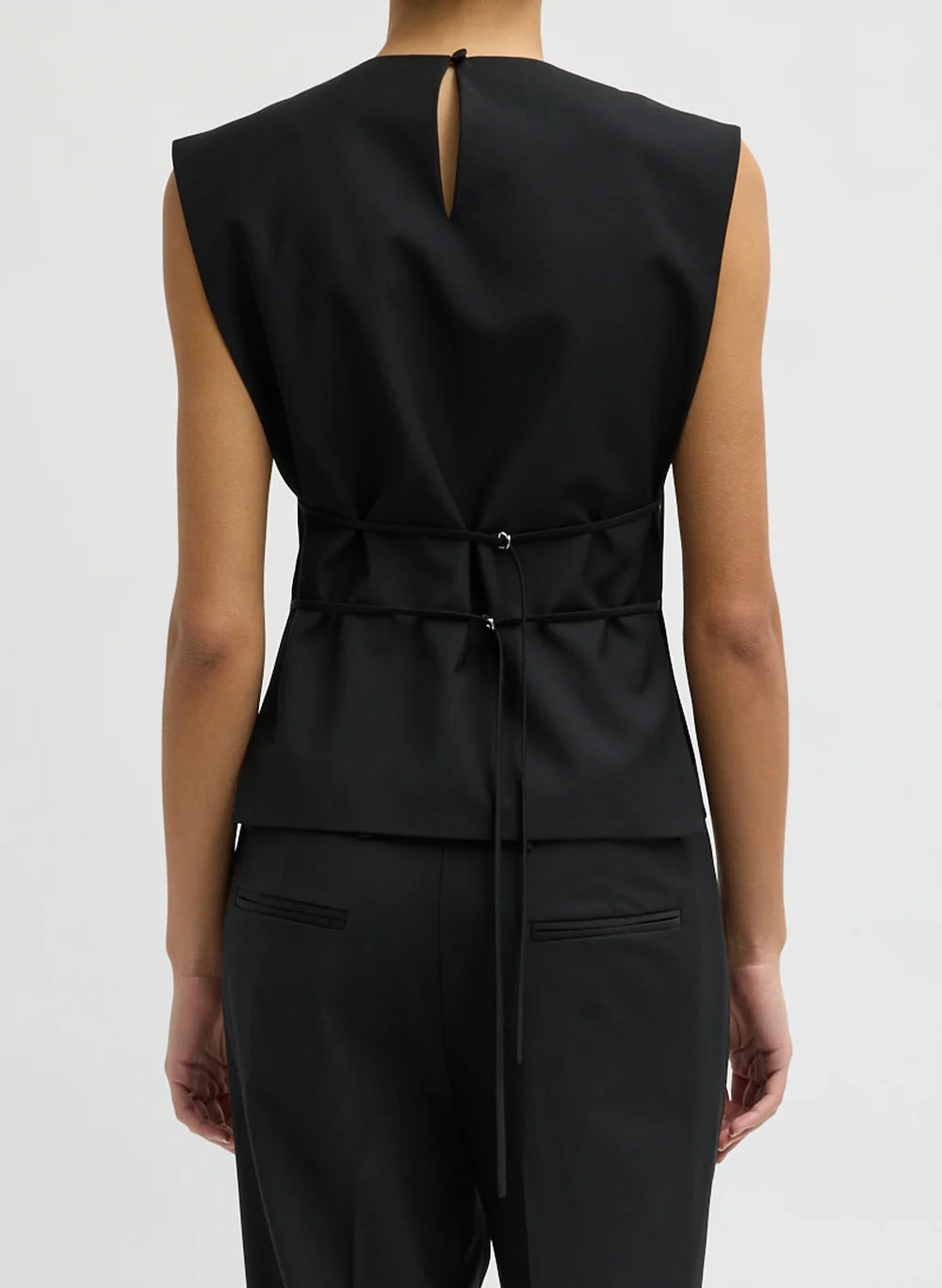 Recycled Tropical Wool Bib Top - Black