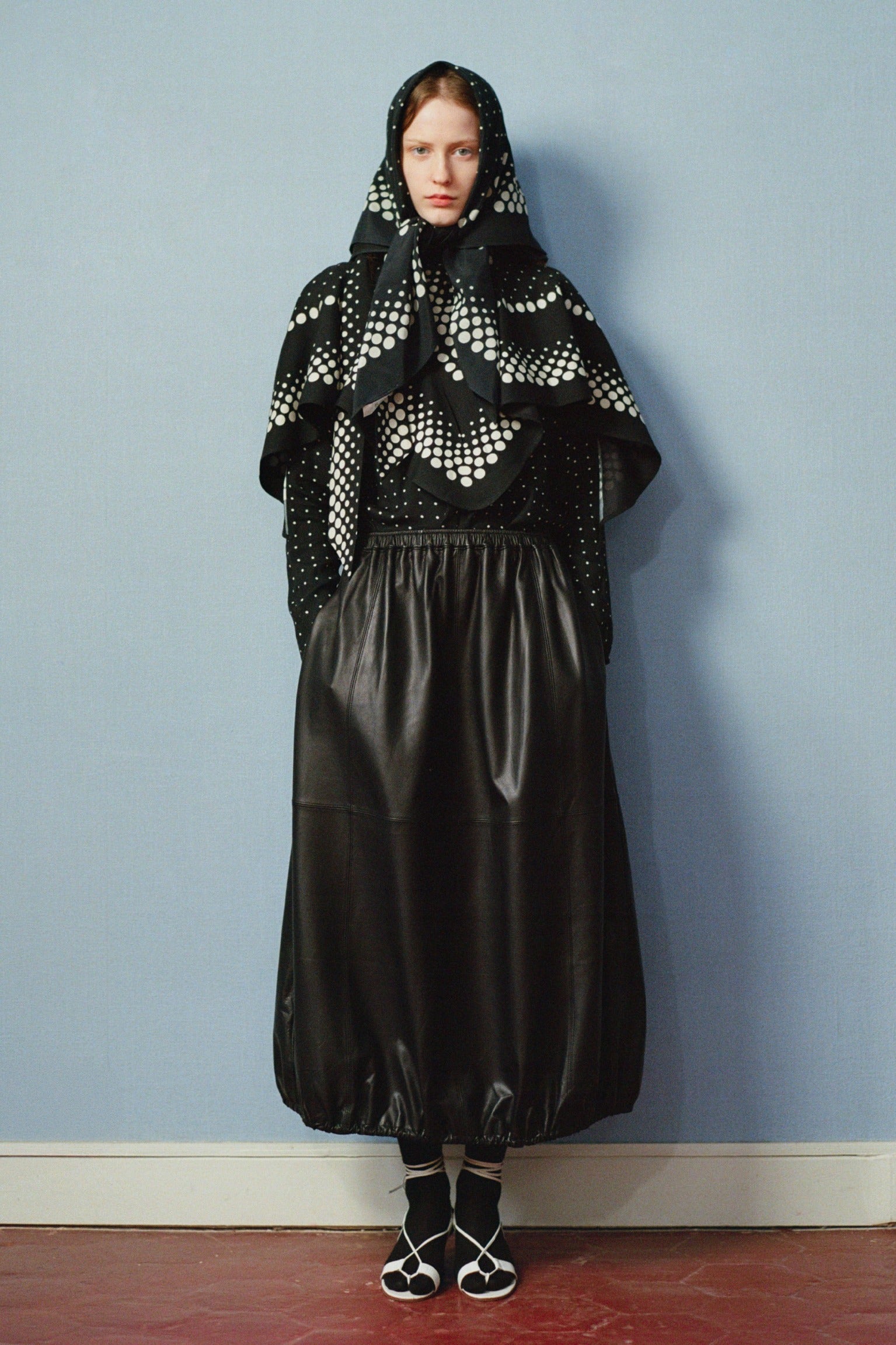 CAITLIN LEATHER MIDI SKIRT (D2)