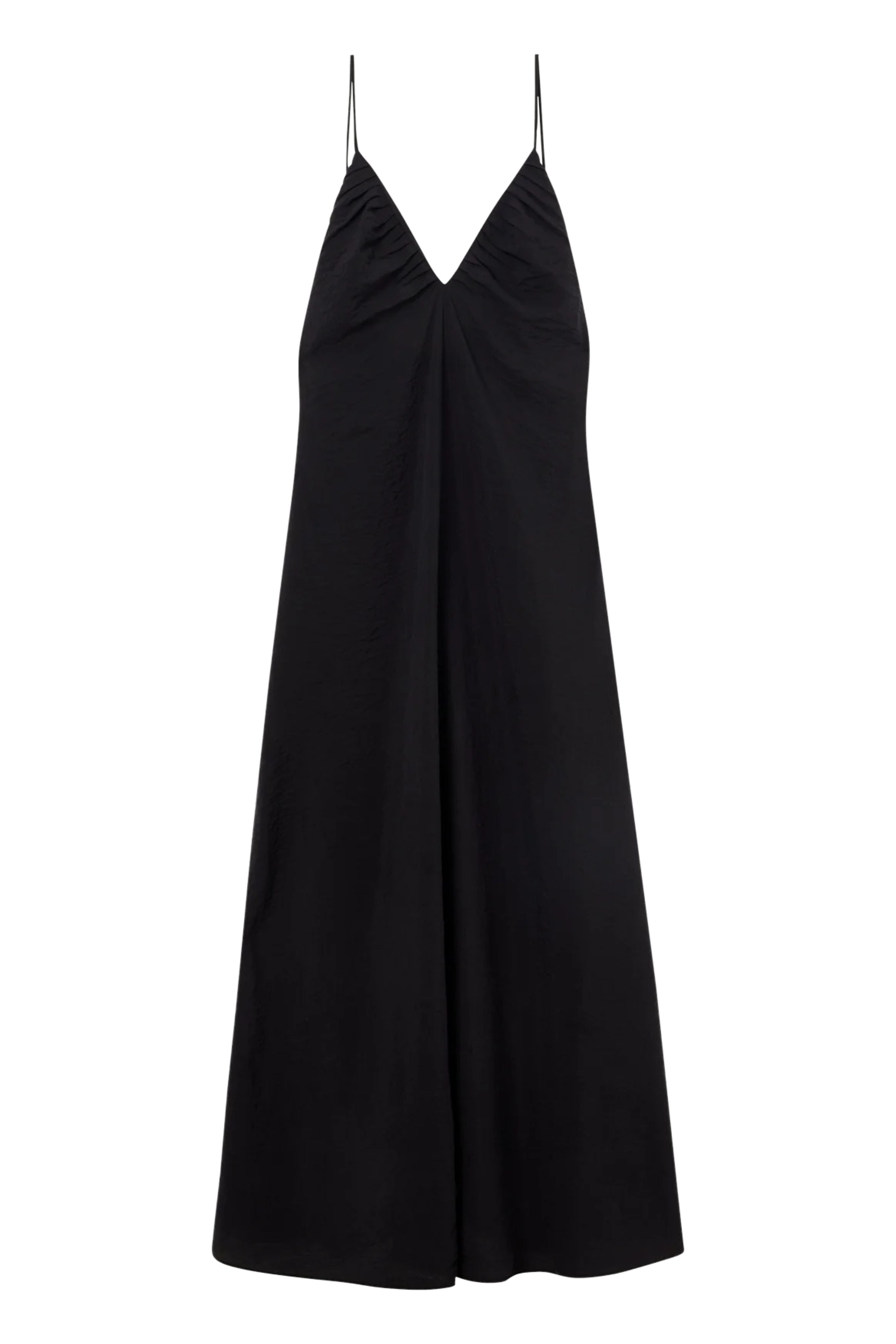 Hammered Silk V-Neck Strap Dress