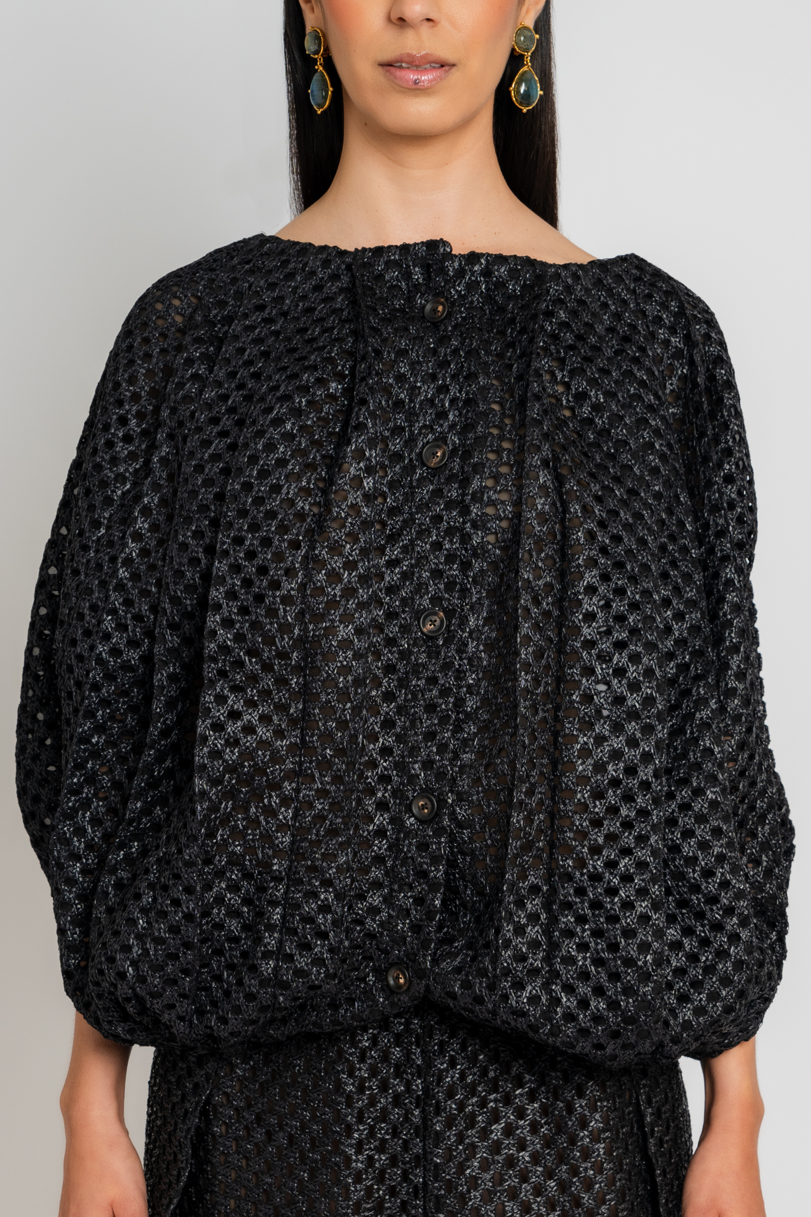 Raffia Mesh Cocoon Top
