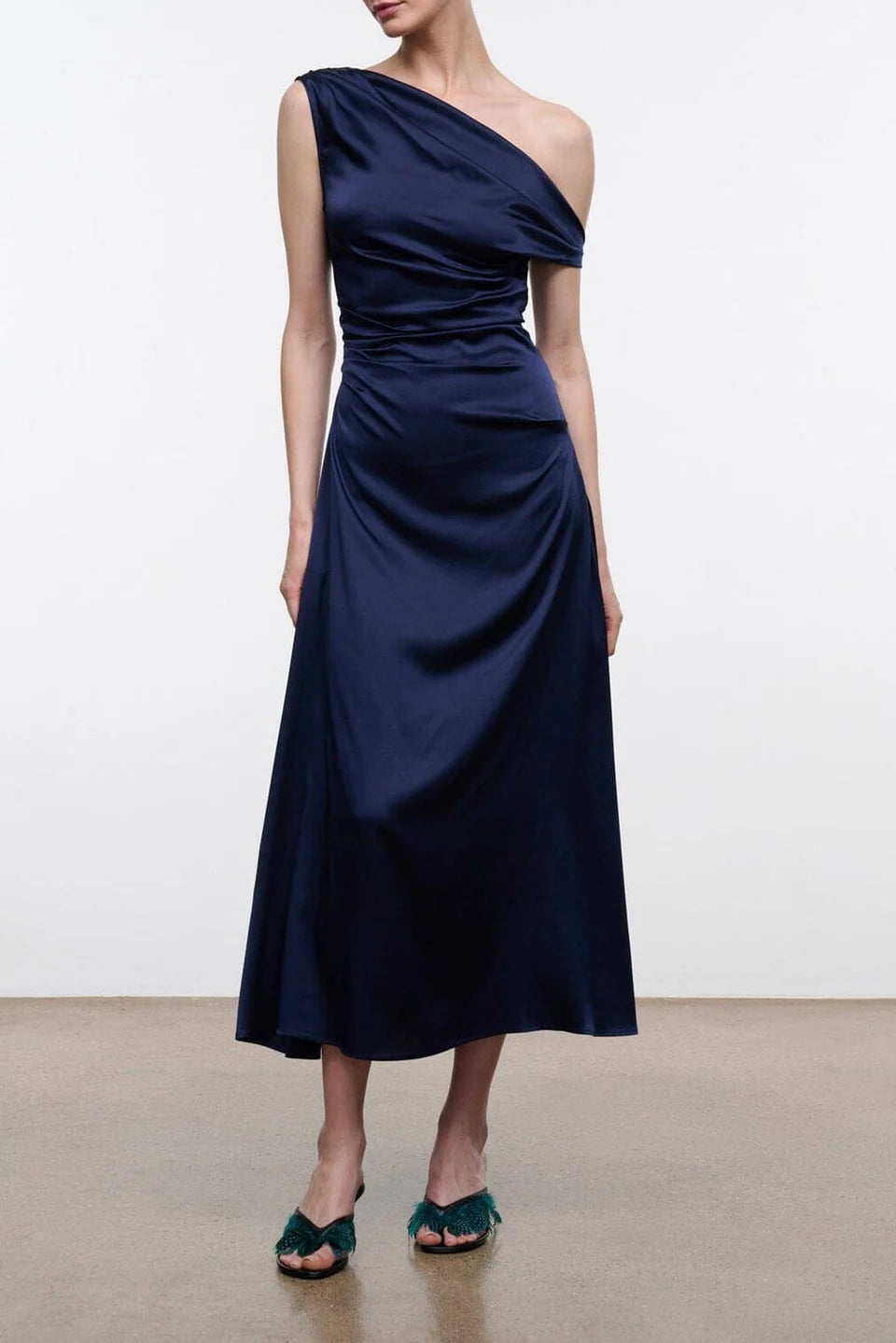 Phare Silk Dress - Navy