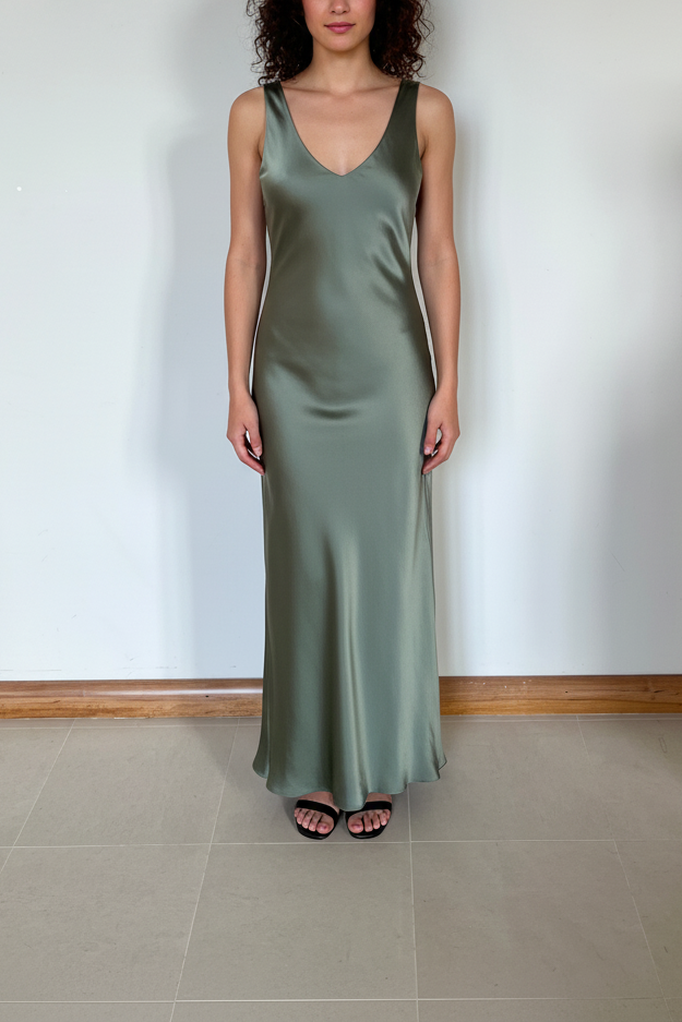 Sage Green Slip Dress - Different Model
