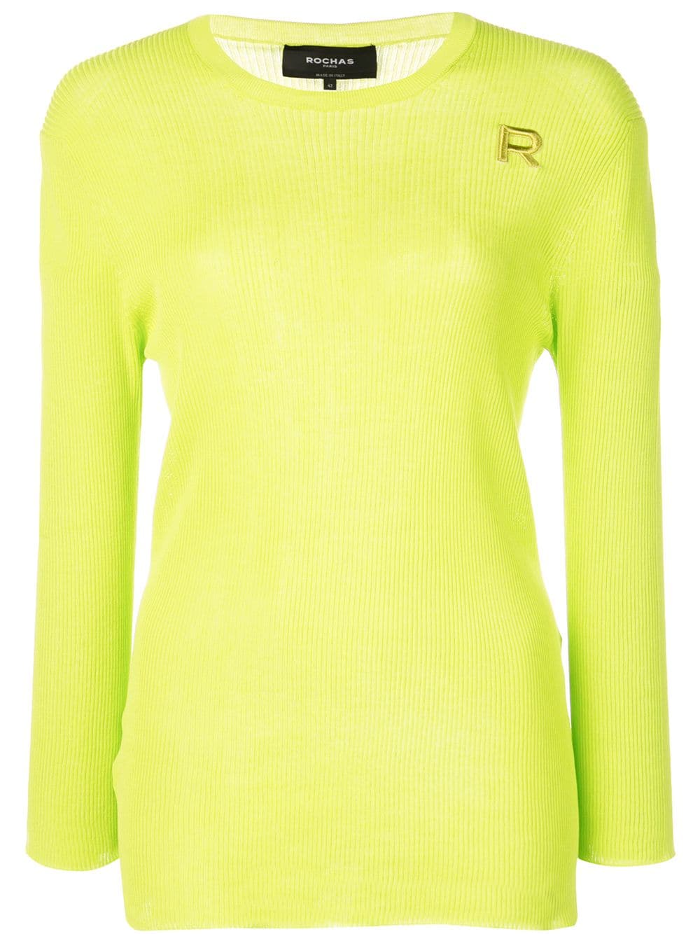 ROCHAS Round Neck Sweater w/ Small R - Light/Pastel Green- Sherri's Archive