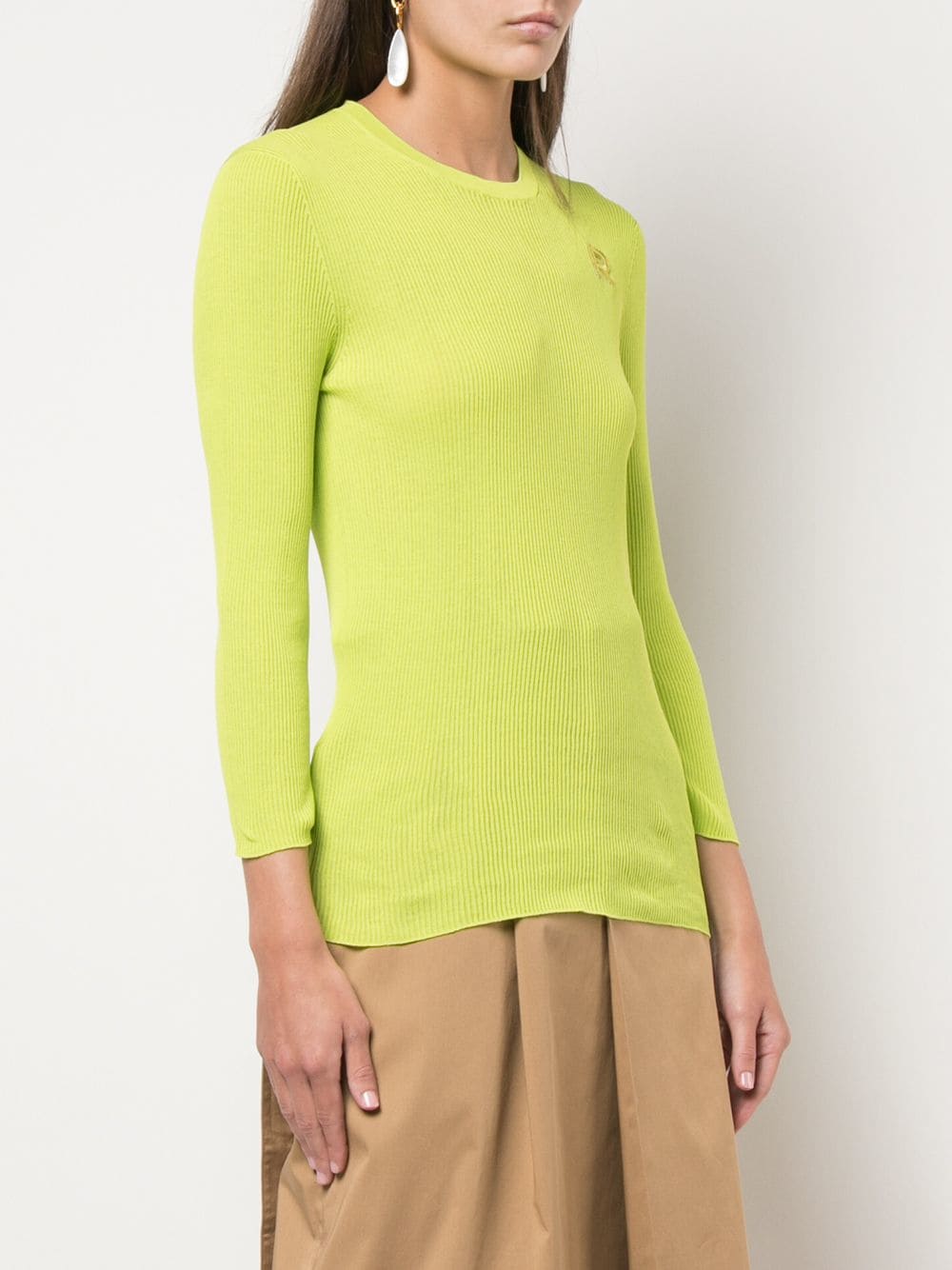 ROCHAS Round Neck Sweater w/ Small R - Light/Pastel Green- Sherri's Archive