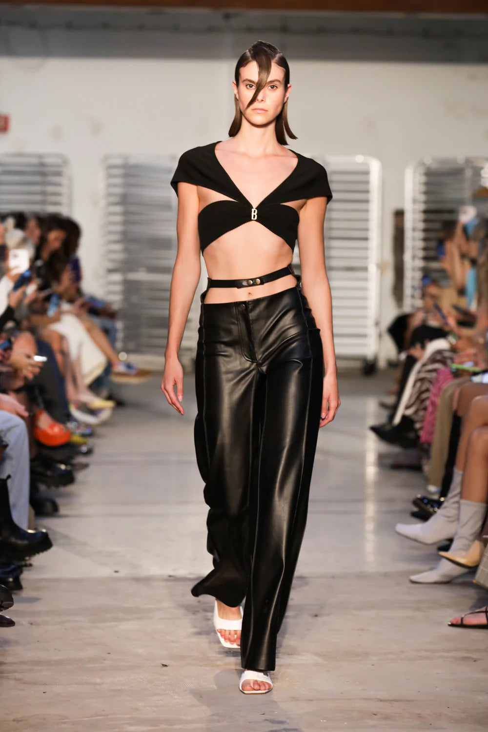 BEVZA Leather Cut-Out Pants