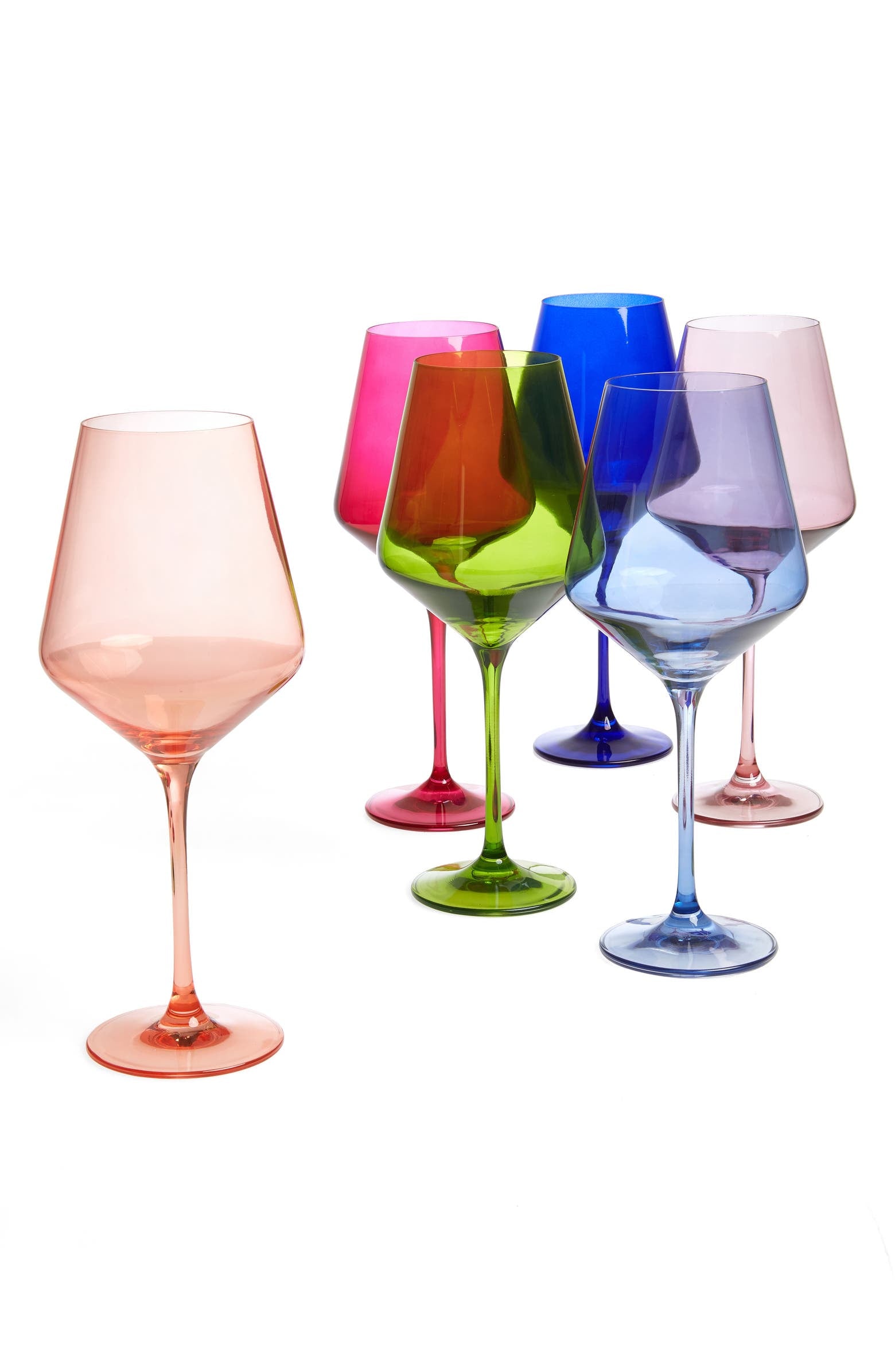 Estelle Colored Glass Wine Stemware Set in New Multicolor